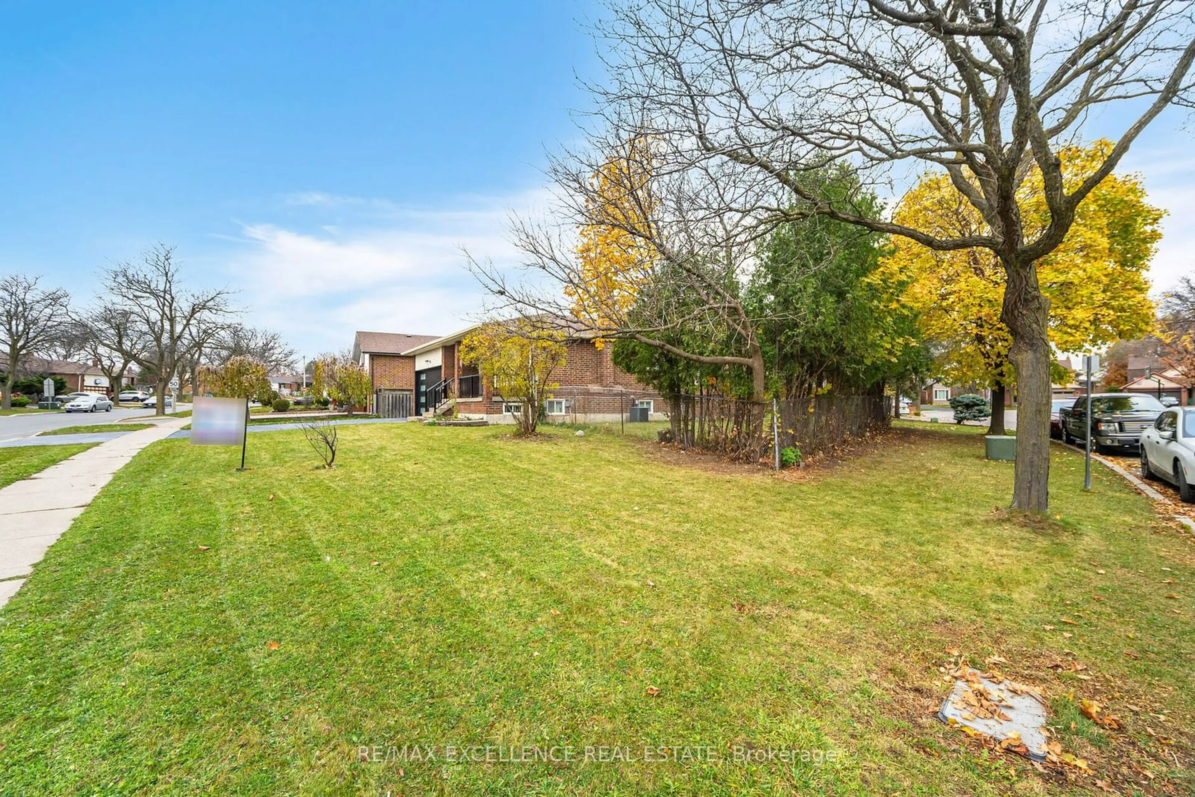 Frontside or backside of a home, the fenced backyard for 45 Maitland St, Brampton Ontario L6S 3B4