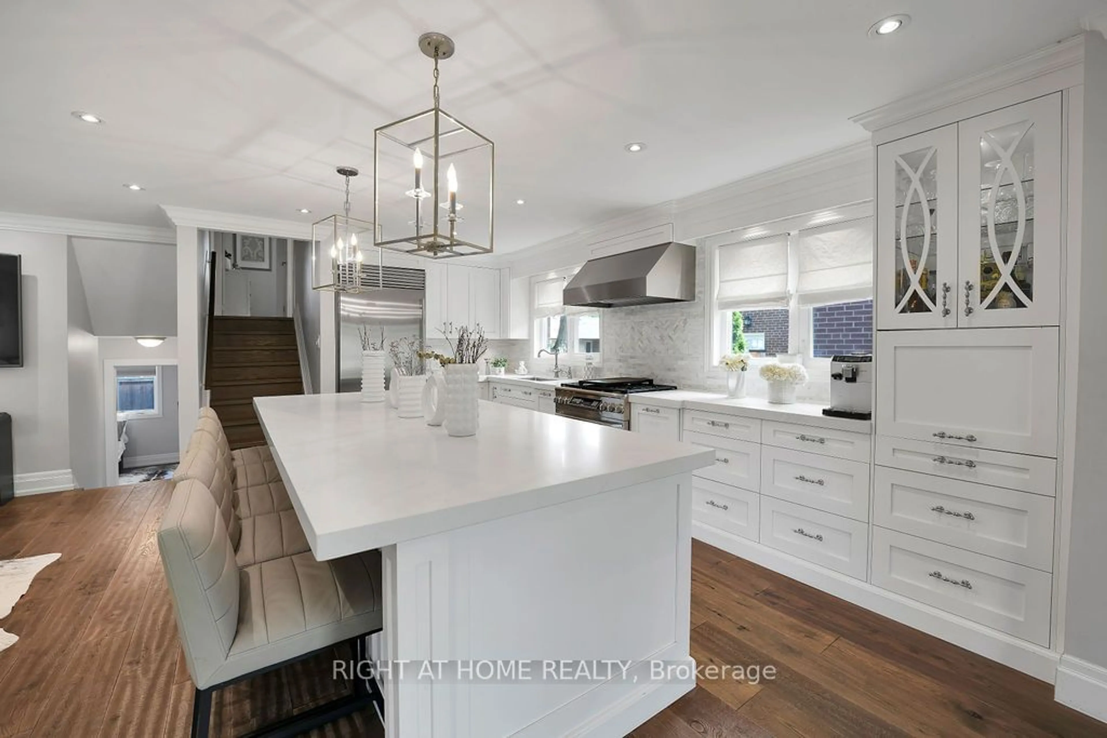 Contemporary kitchen, wood floors, mountain for 6 Beaumaris Cres, Toronto Ontario M9R 1N8