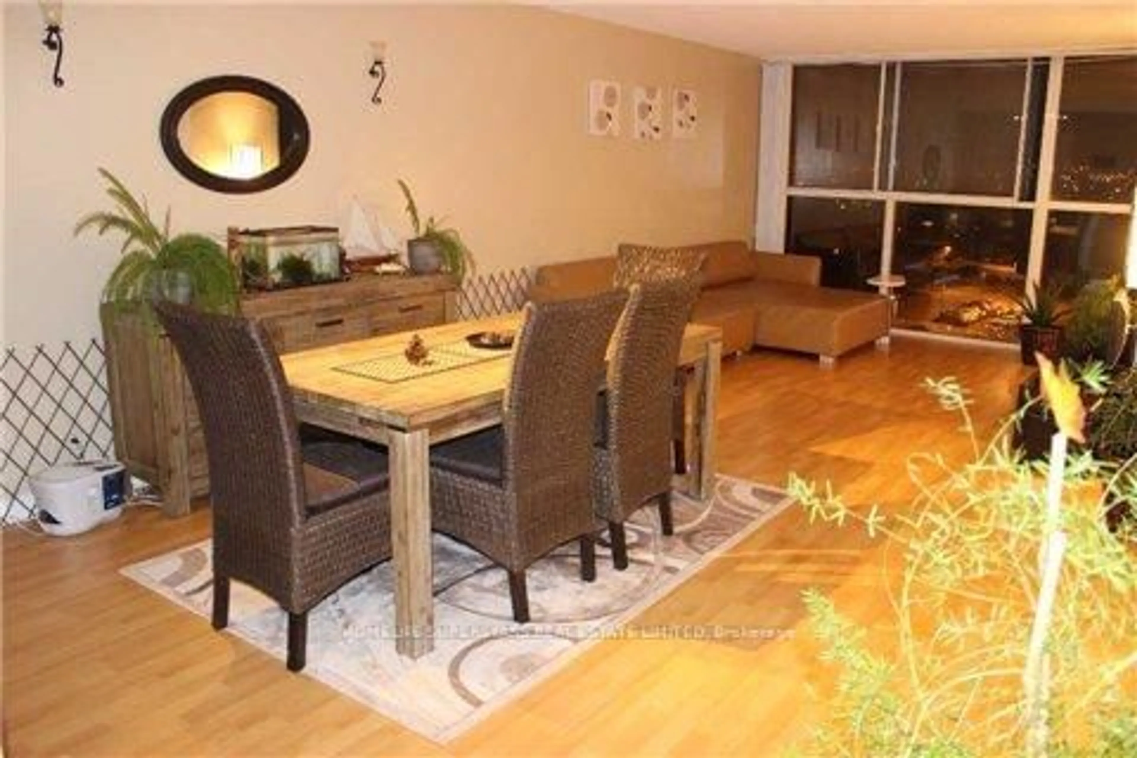 Dining room, wood floors, cottage for 35 Trailwood Dr #713, Mississauga Ontario L4Z 3L6