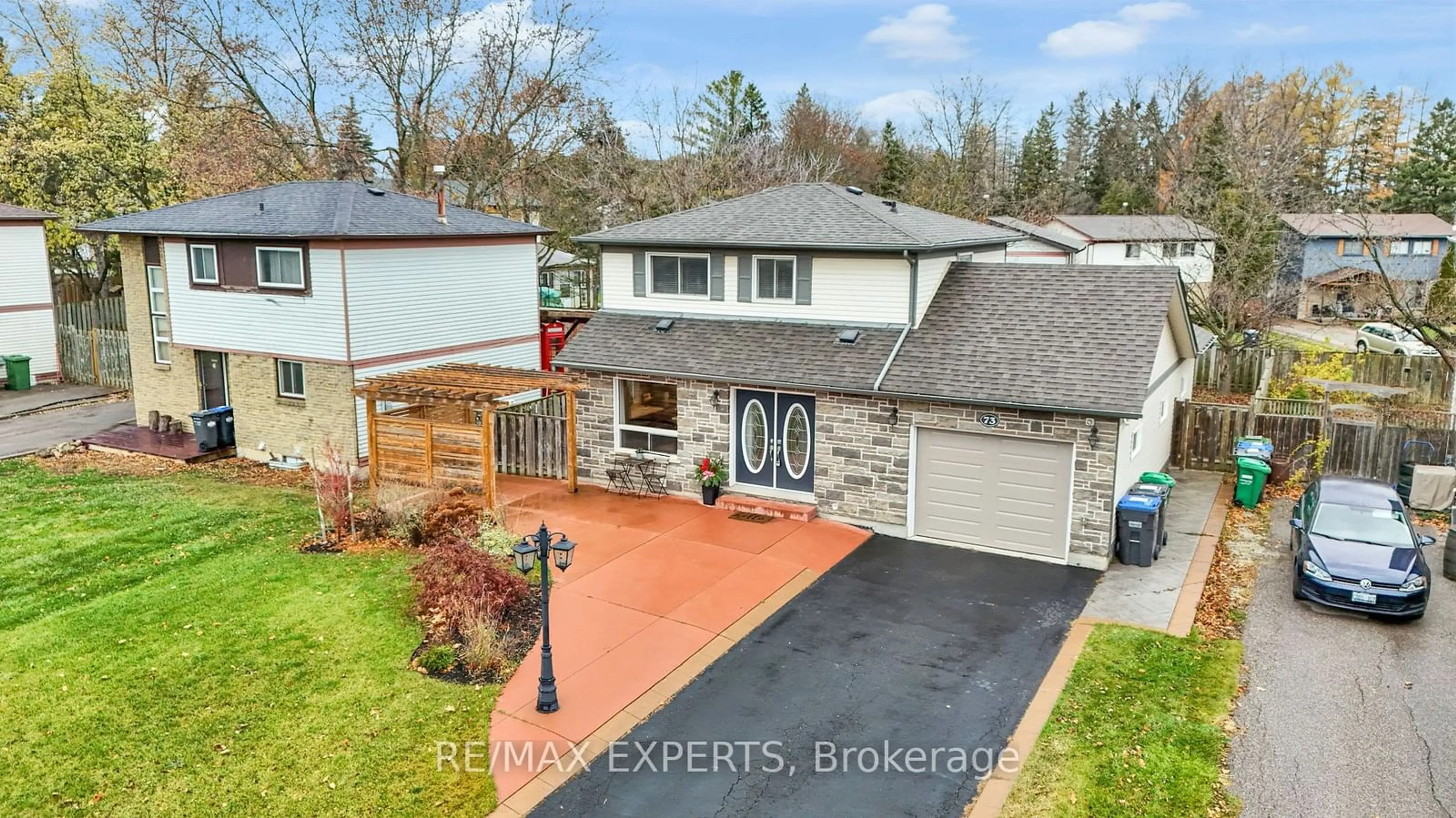 Frontside or backside of a home, the fenced backyard for 73 Downey Dr, Caledon Ontario L7E 2B8