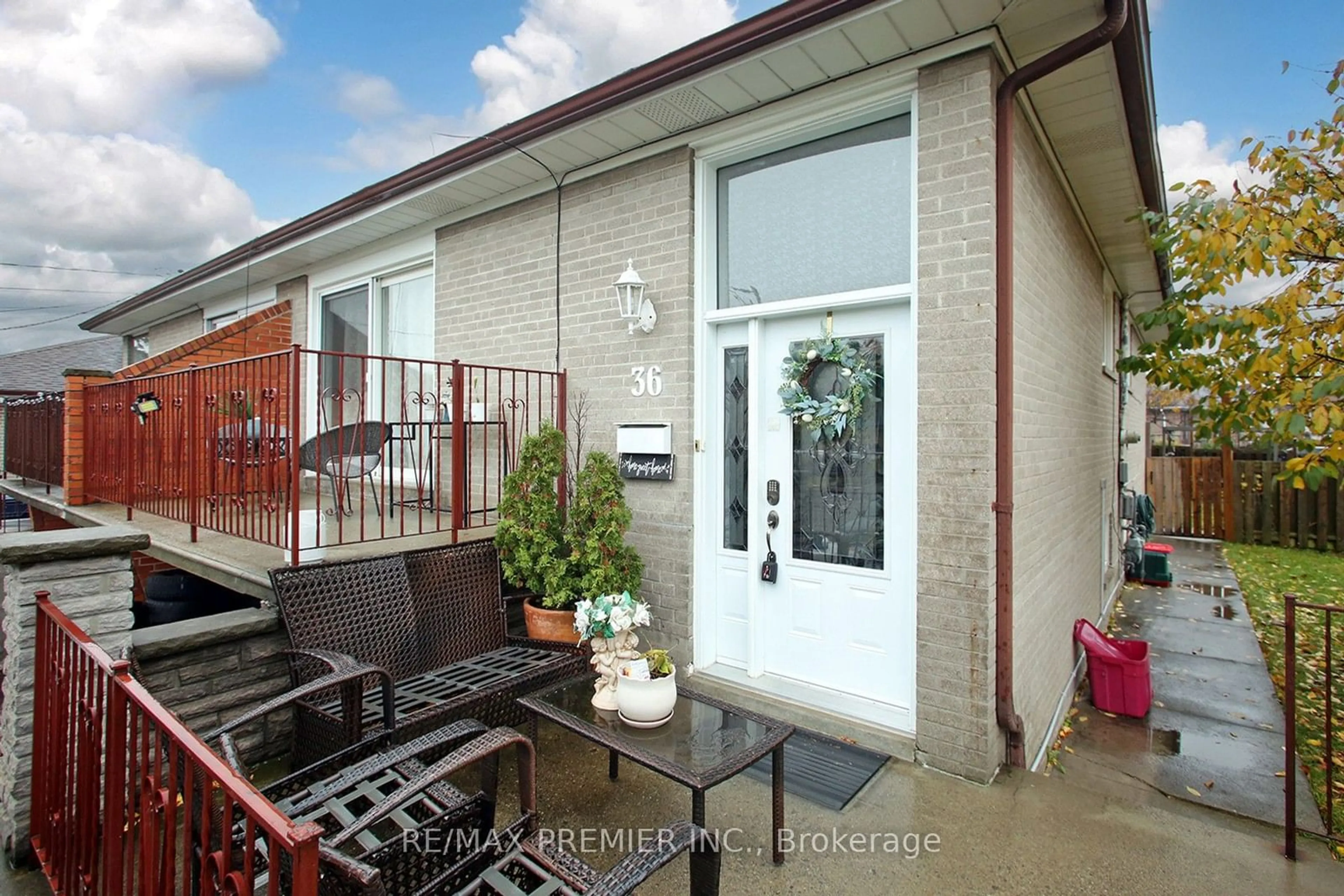 Patio, the fenced backyard for 36 Newlin Cres, Toronto Ontario M3L 1X6