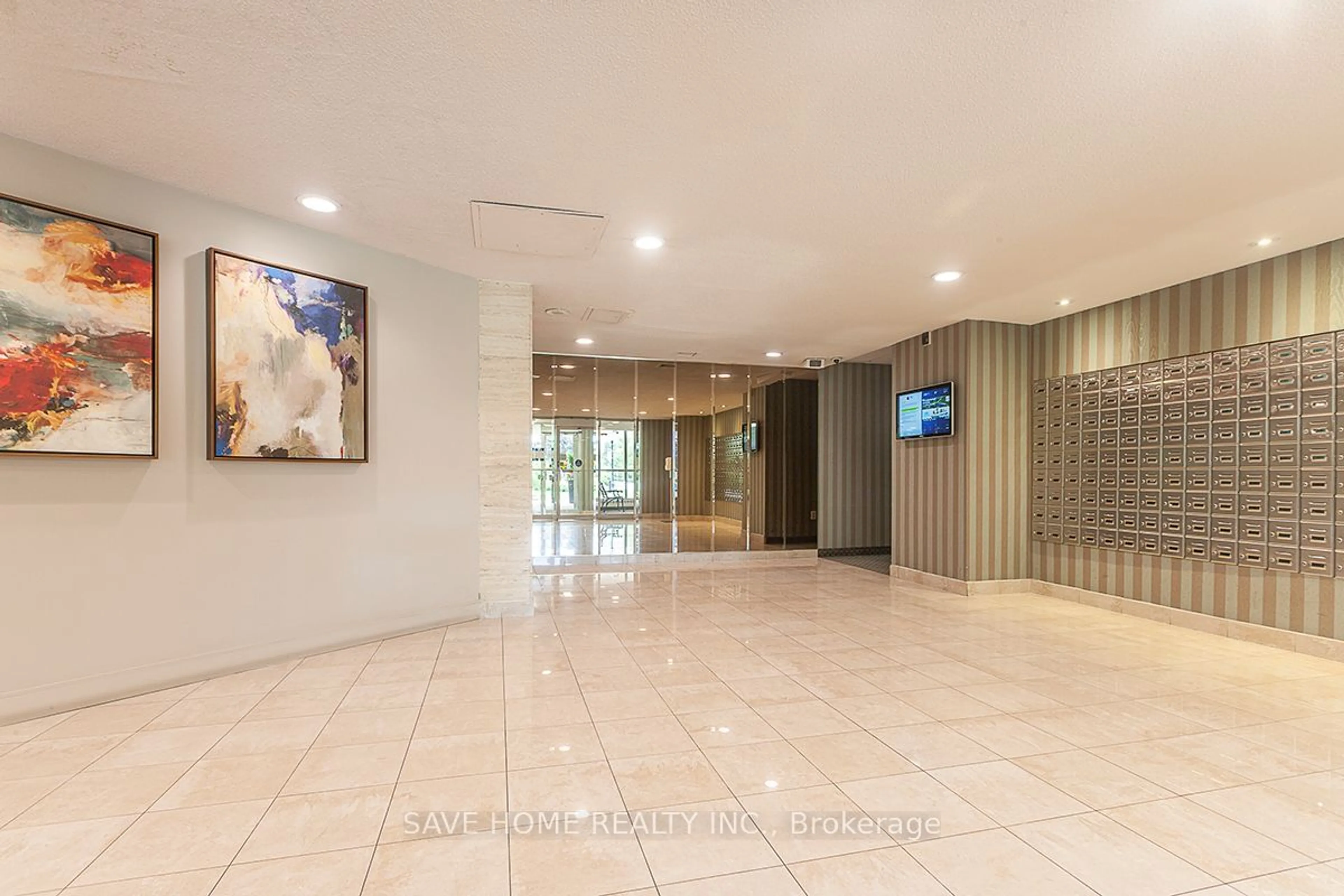 Indoor lobby, ceramic floors for 299 Mill Rd #2210, Toronto Ontario M9C 4V9