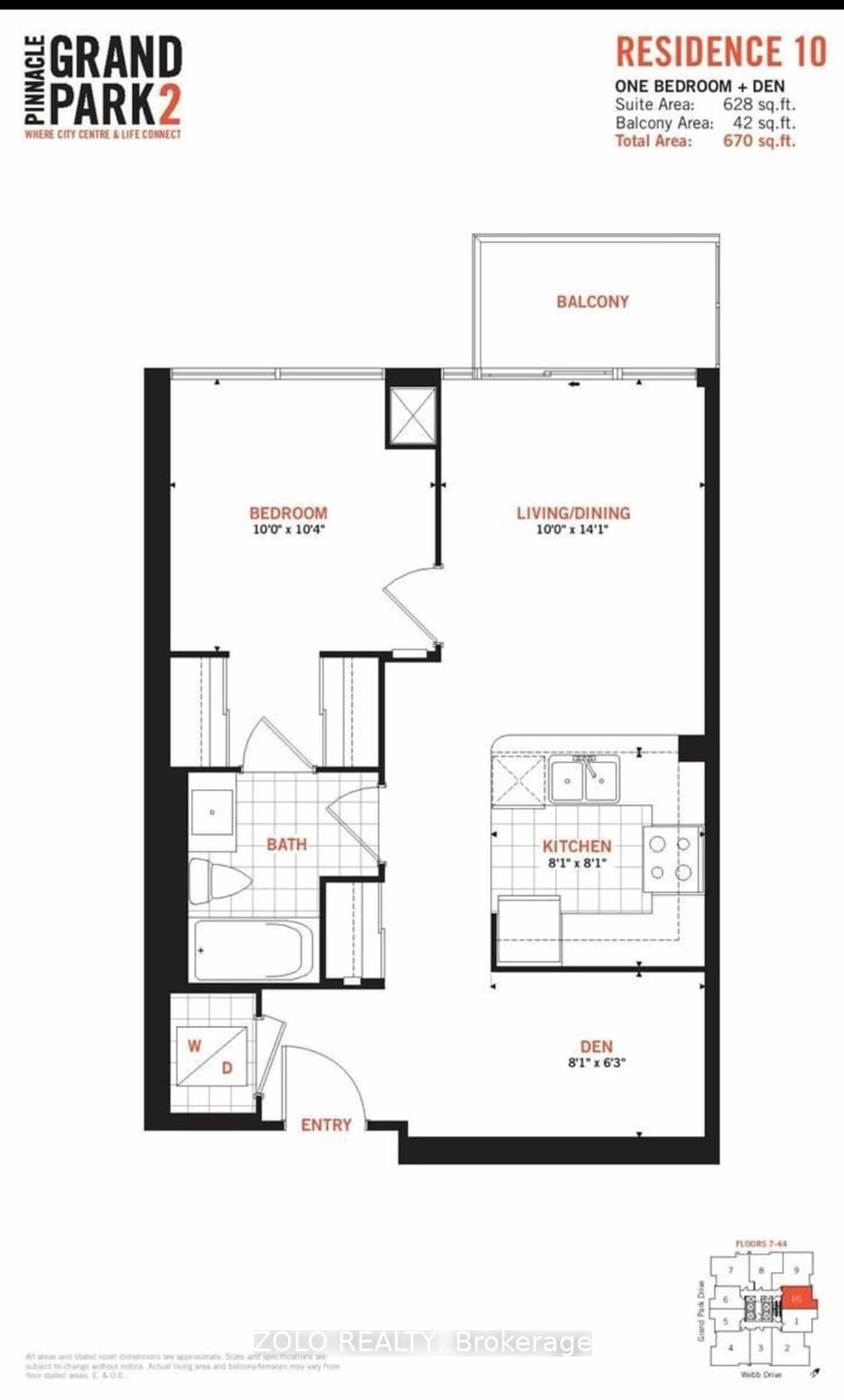 Floor plan for 3975 Grand Park Dr #1510, Mississauga Ontario L5K 0K4