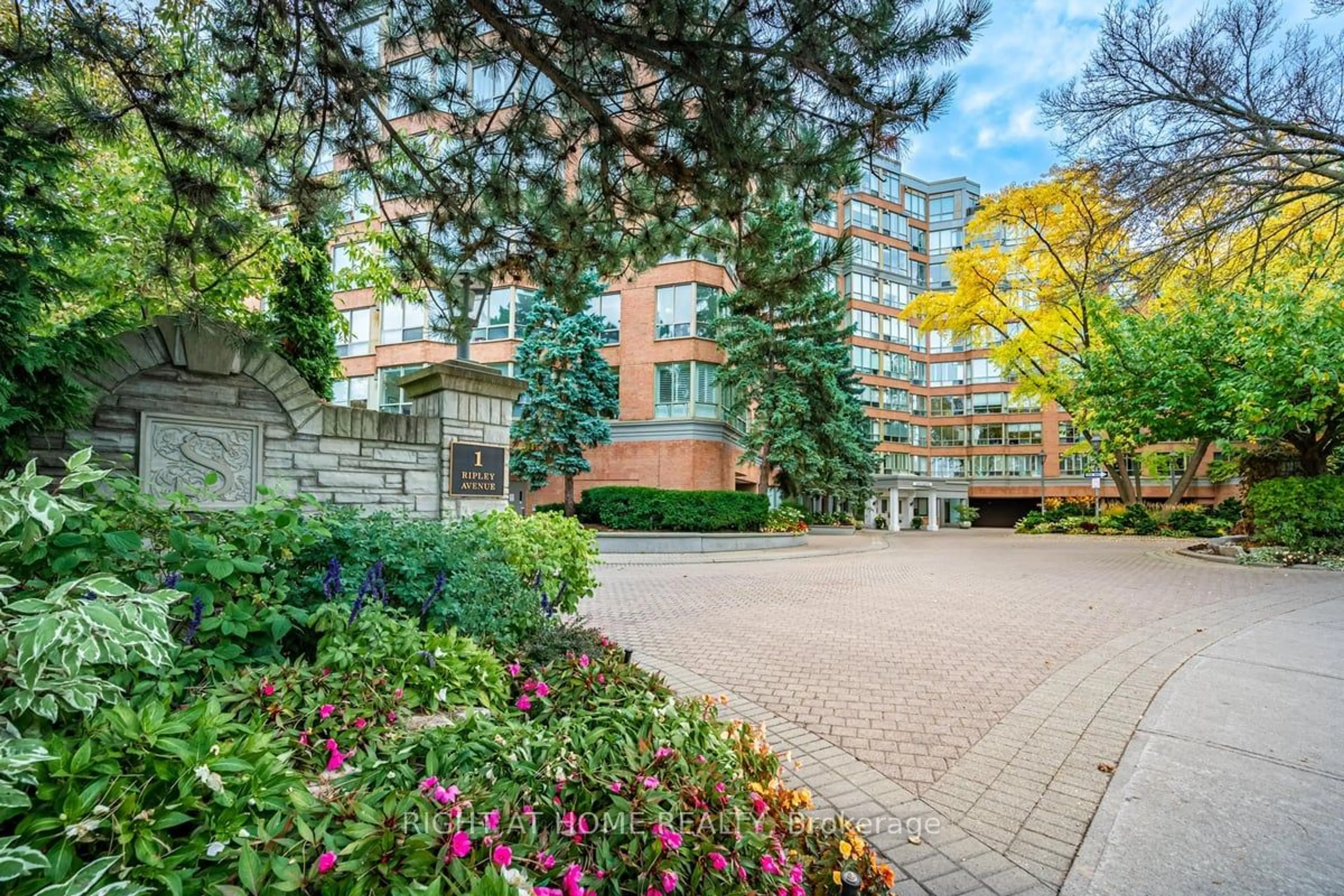 A pic from exterior of the house or condo, the street view for 1 Ripley Ave #401, Toronto Ontario M6S 4Z6