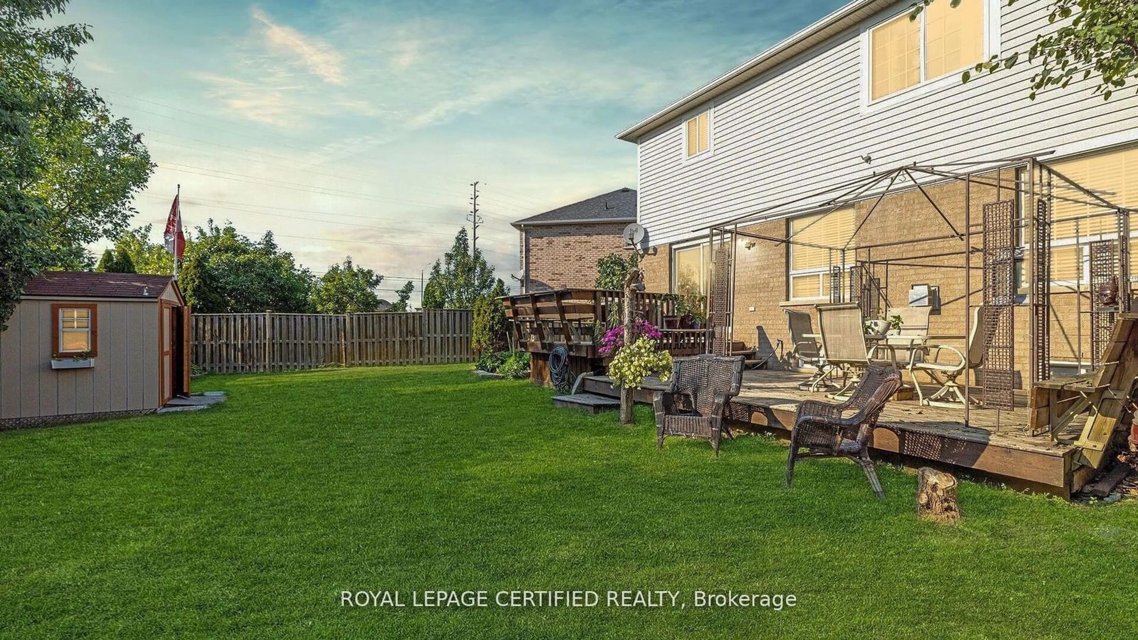 Patio, the fenced backyard for 74 Earl Grey Cres, Brampton Ontario L7A 2L2