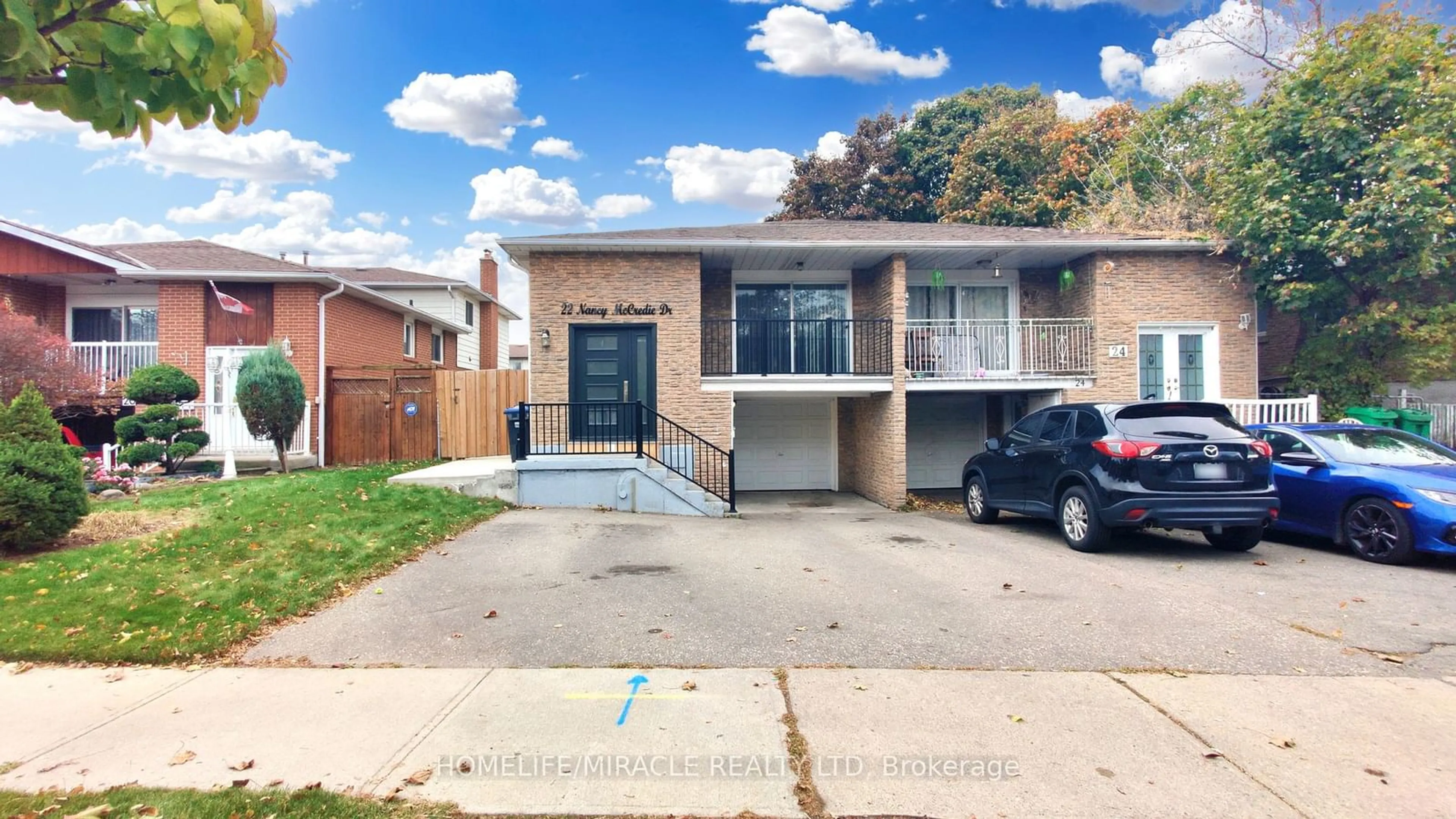 A pic from exterior of the house or condo, the street view for 22 Nancy McCredie Dr, Brampton Ontario L6X 2N5