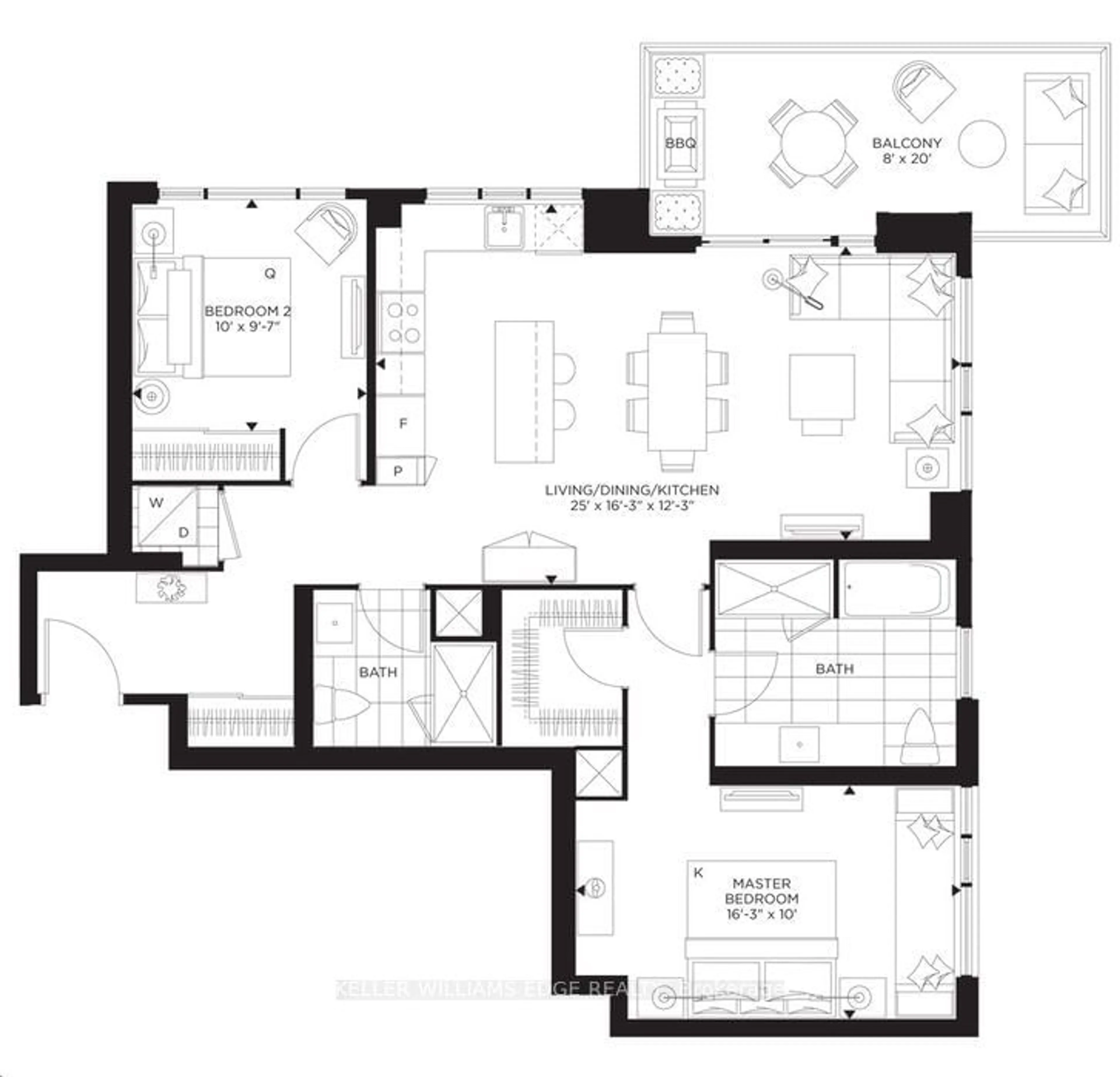 Floor plan for 2007 James St #707, Burlington Ontario L7R 1H1