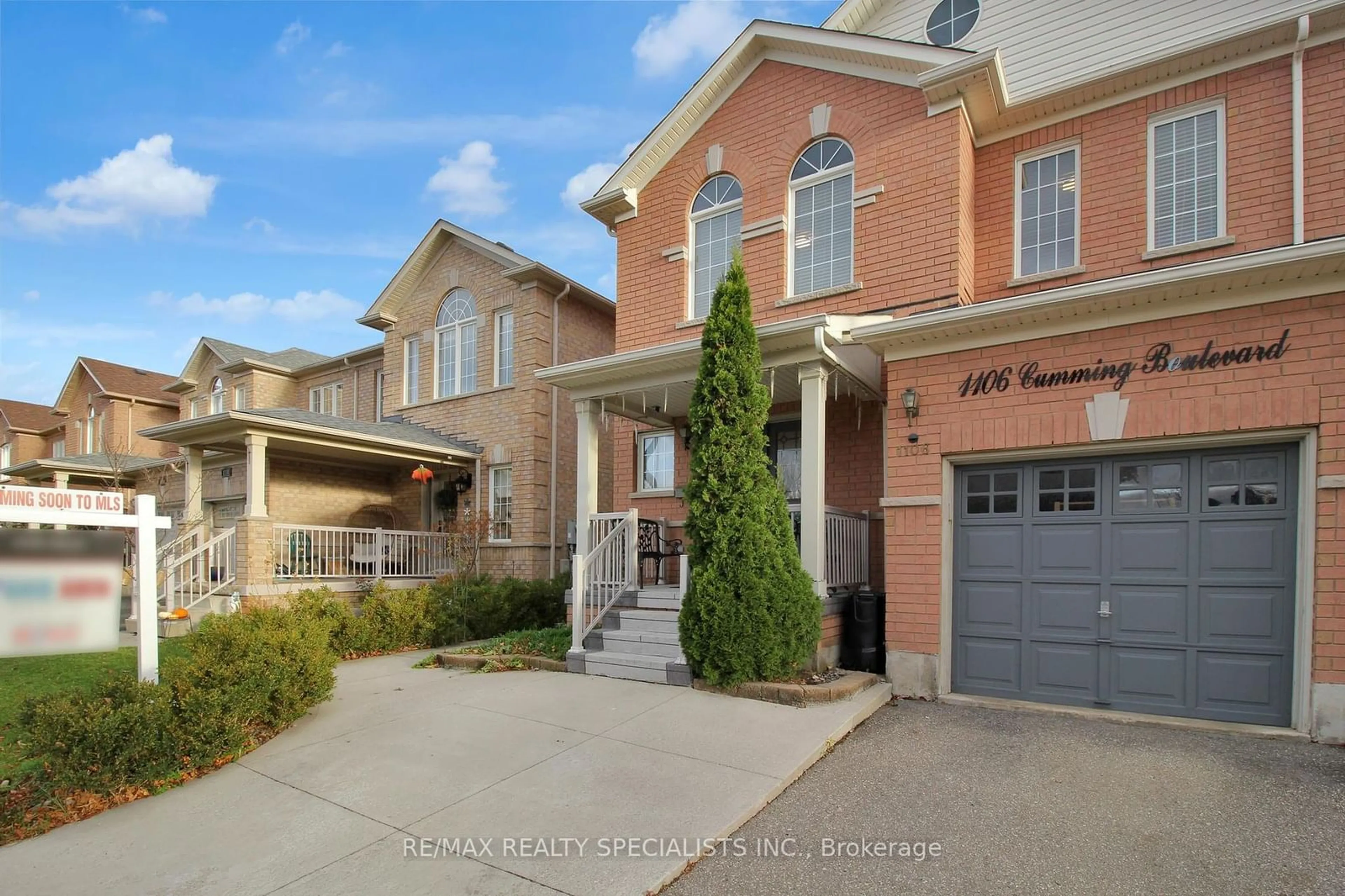 A pic from exterior of the house or condo, the street view for 1106 Cumming Blvd, Milton Ontario L9T 6T6