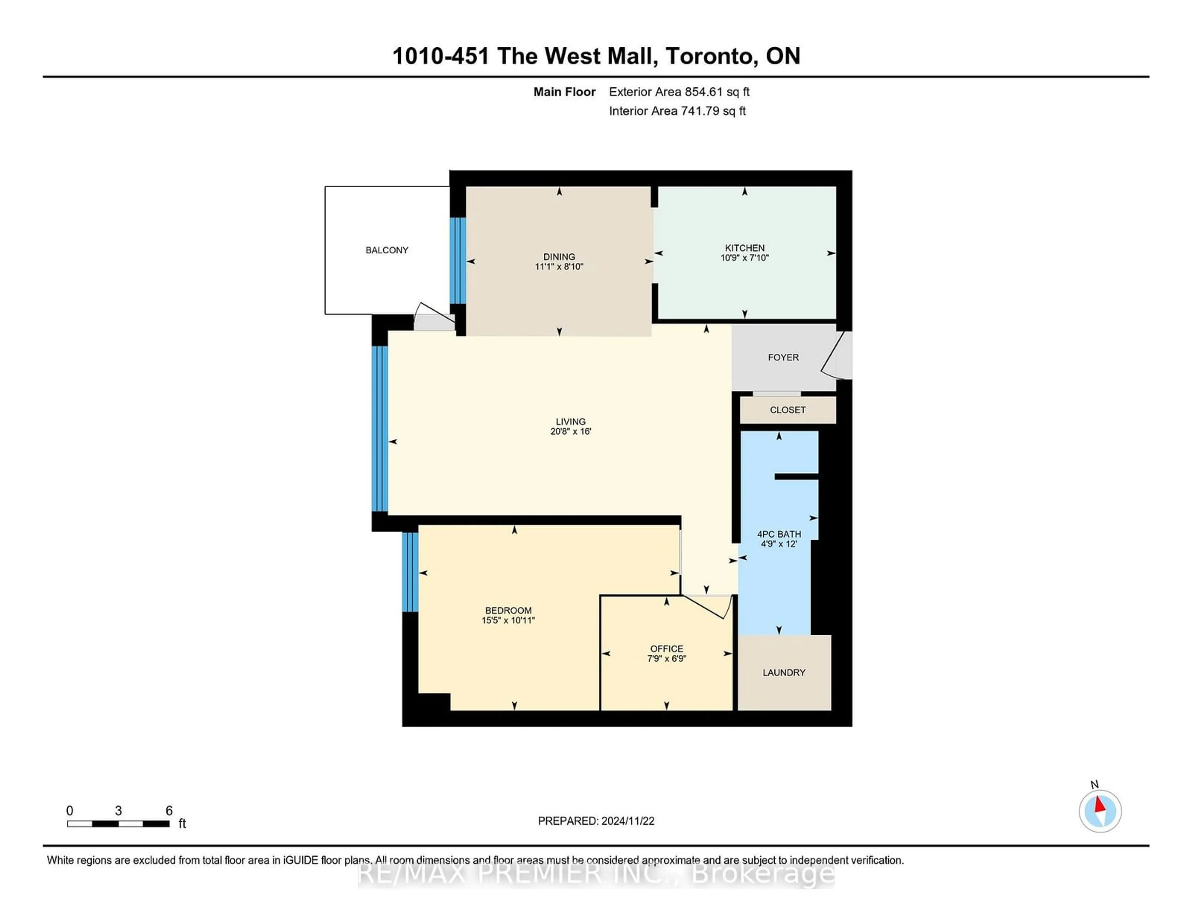 Floor plan for 451 The West Mall #1010, Toronto Ontario M9C 1G1