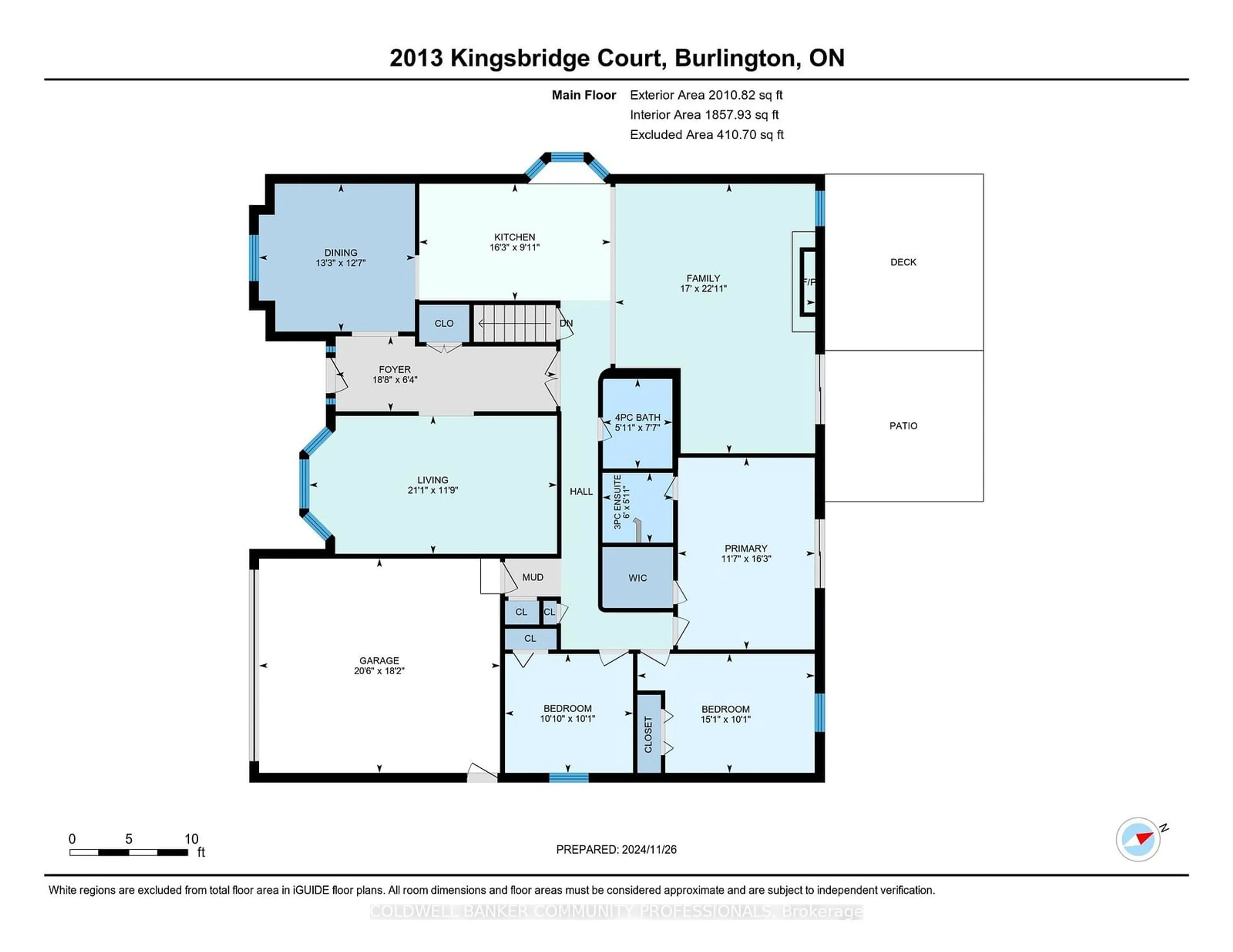 Floor plan for 2013 Kingsbridge Crt, Burlington Ontario L7P 1Z9