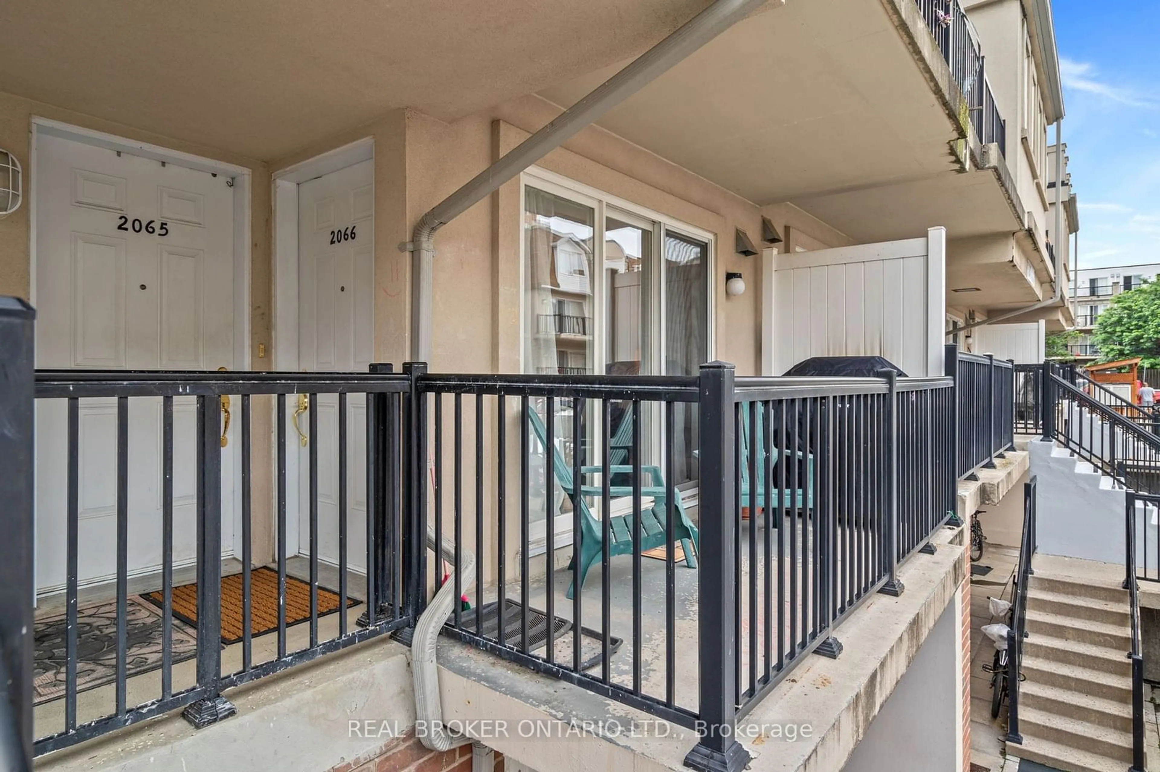 Balcony in the apartment, the fenced backyard for 3047 Finch Ave #2066, Toronto Ontario M9M 0A5