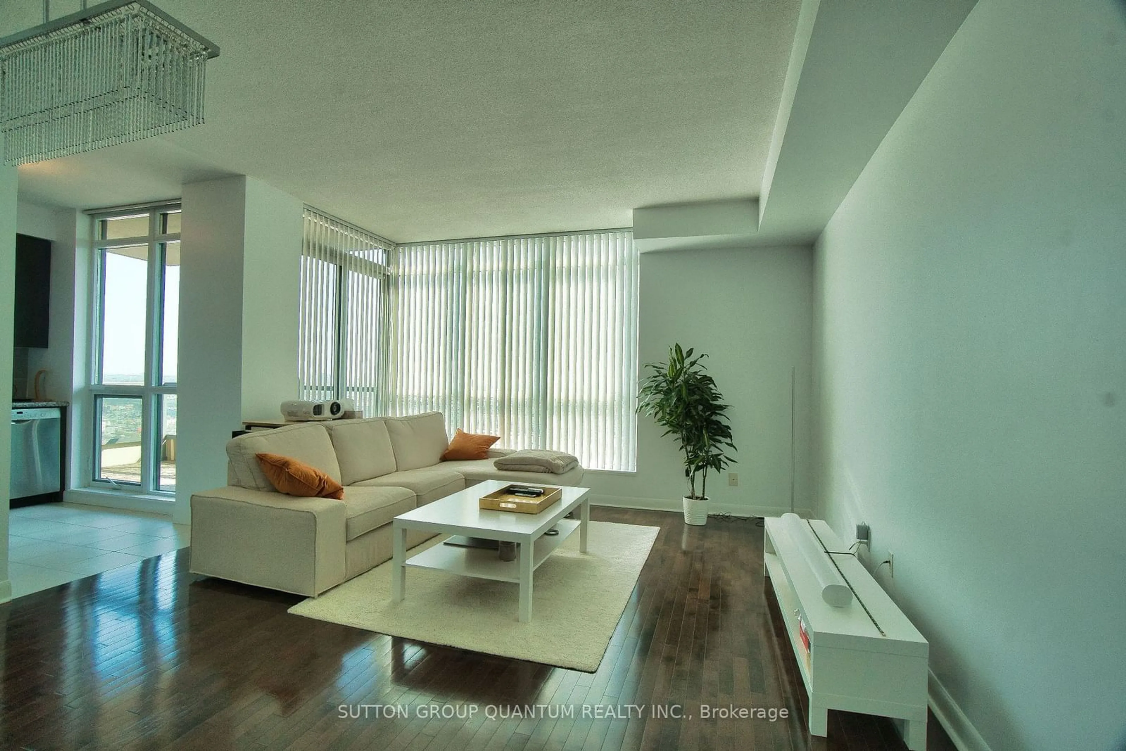 Living room, wood floors for 235 Sherway Gardens Rd #PH208, Toronto Ontario M9C 0A2