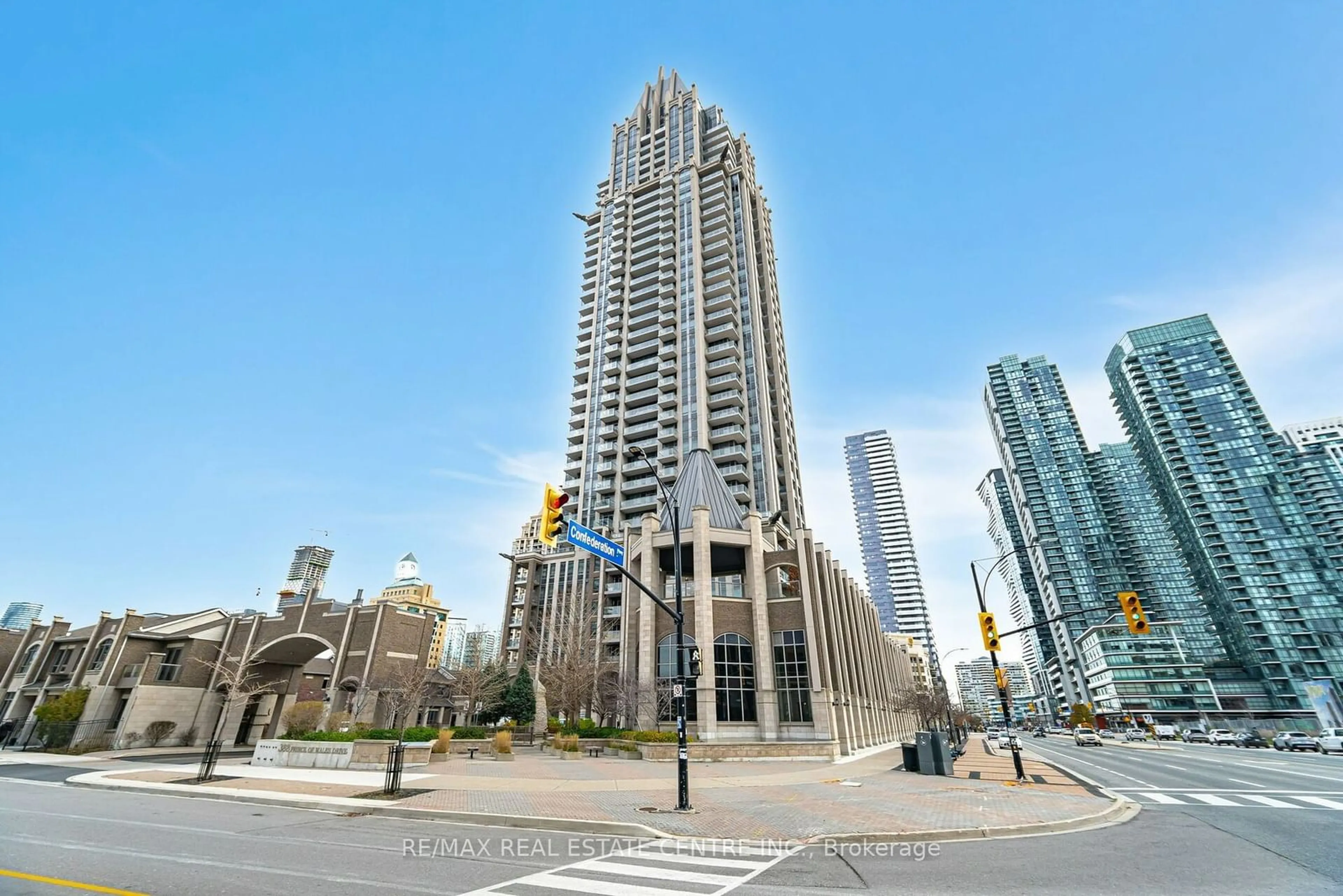 A pic from exterior of the house or condo, the street view for 388 Prince of Wales Dr #2604, Mississauga Ontario L5B 0A1