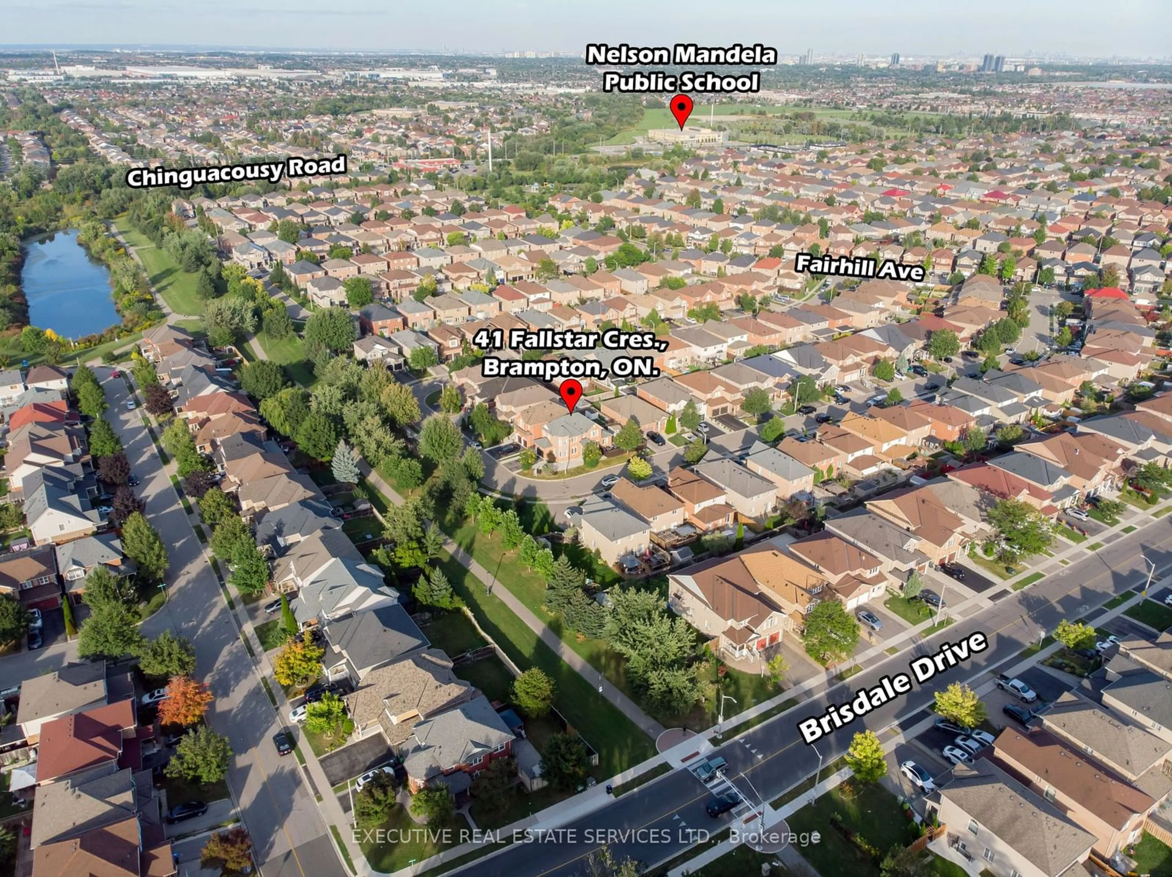 A pic from exterior of the house or condo, the street view for 41 Fallstar Cres, Brampton Ontario L7A 2J6