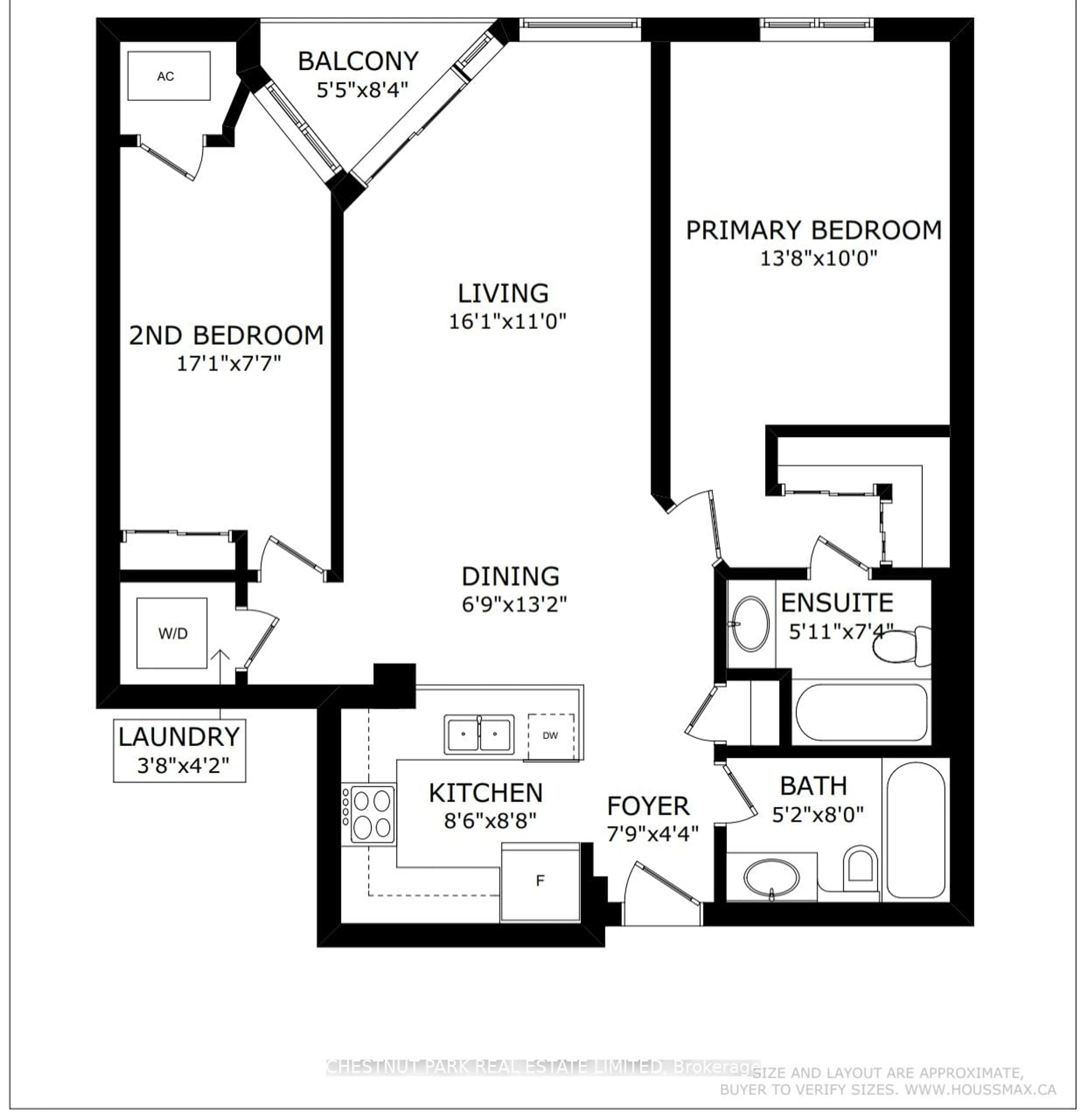 Floor plan for 190 Manitoba St #910, Toronto Ontario M8Y 3Y8