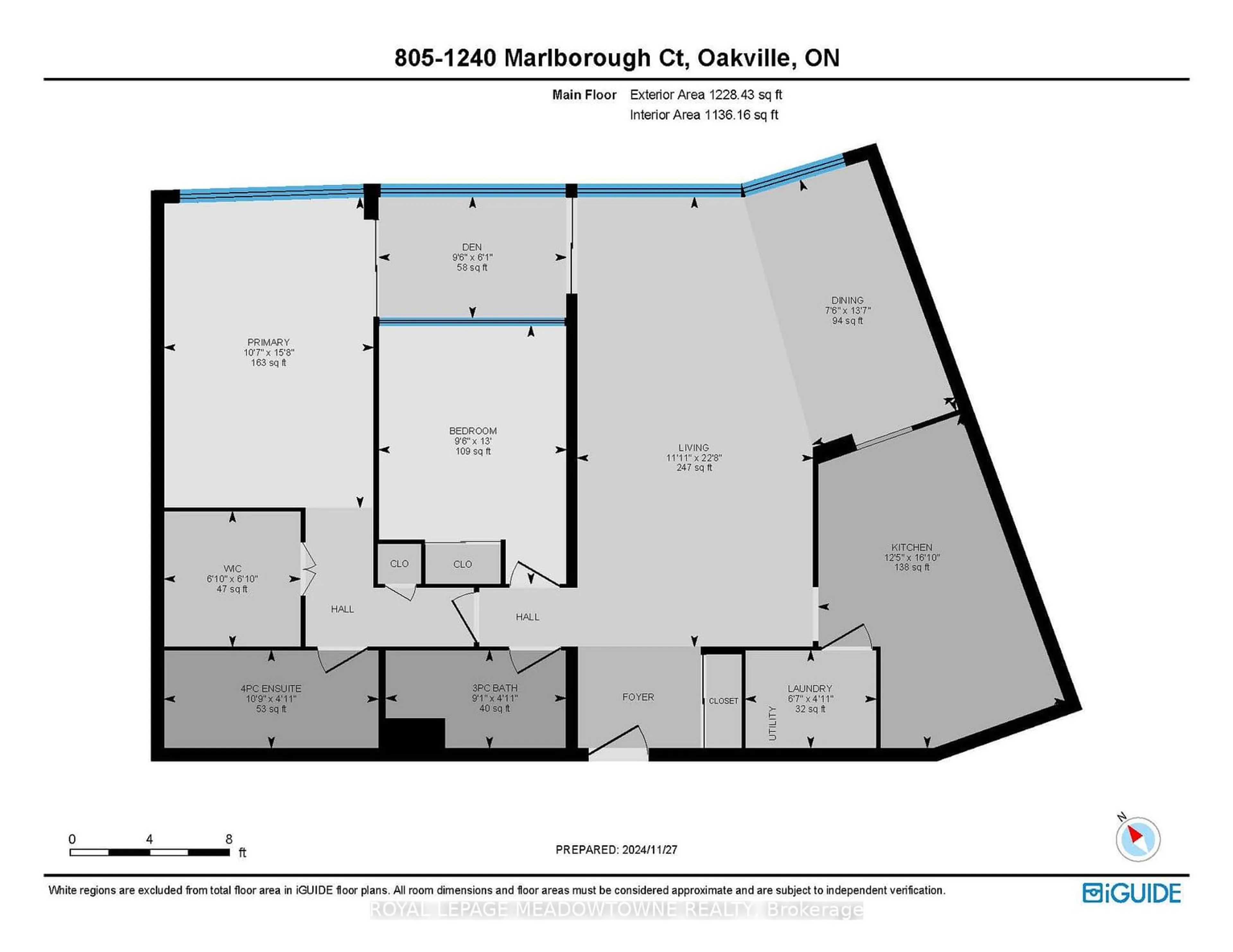 Floor plan for 1240 Marlborough Crt #805, Oakville Ontario L6H 3K7