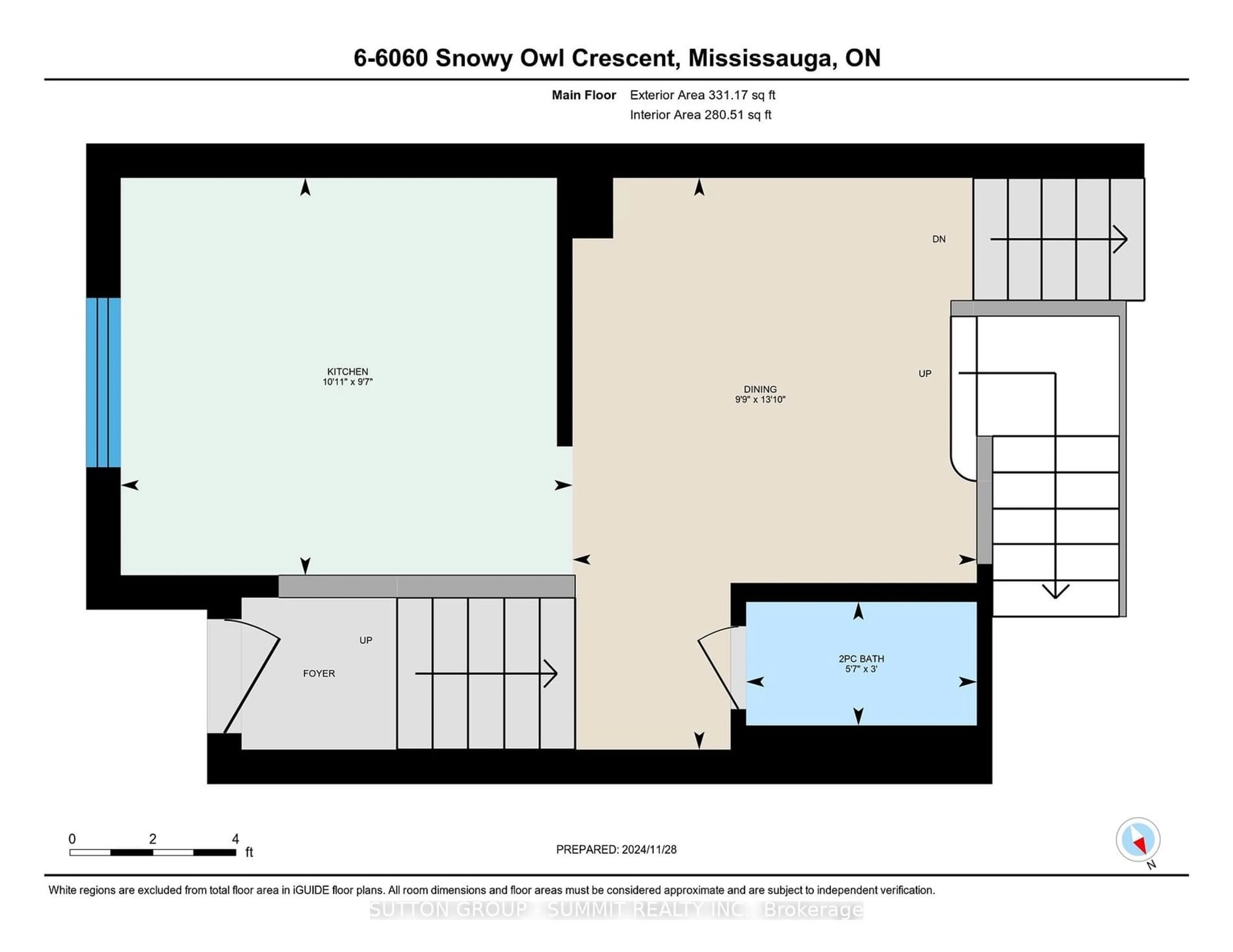 Floor plan for 6060 Snowy Owl Cres #6, Mississauga Ontario L5N 7K3