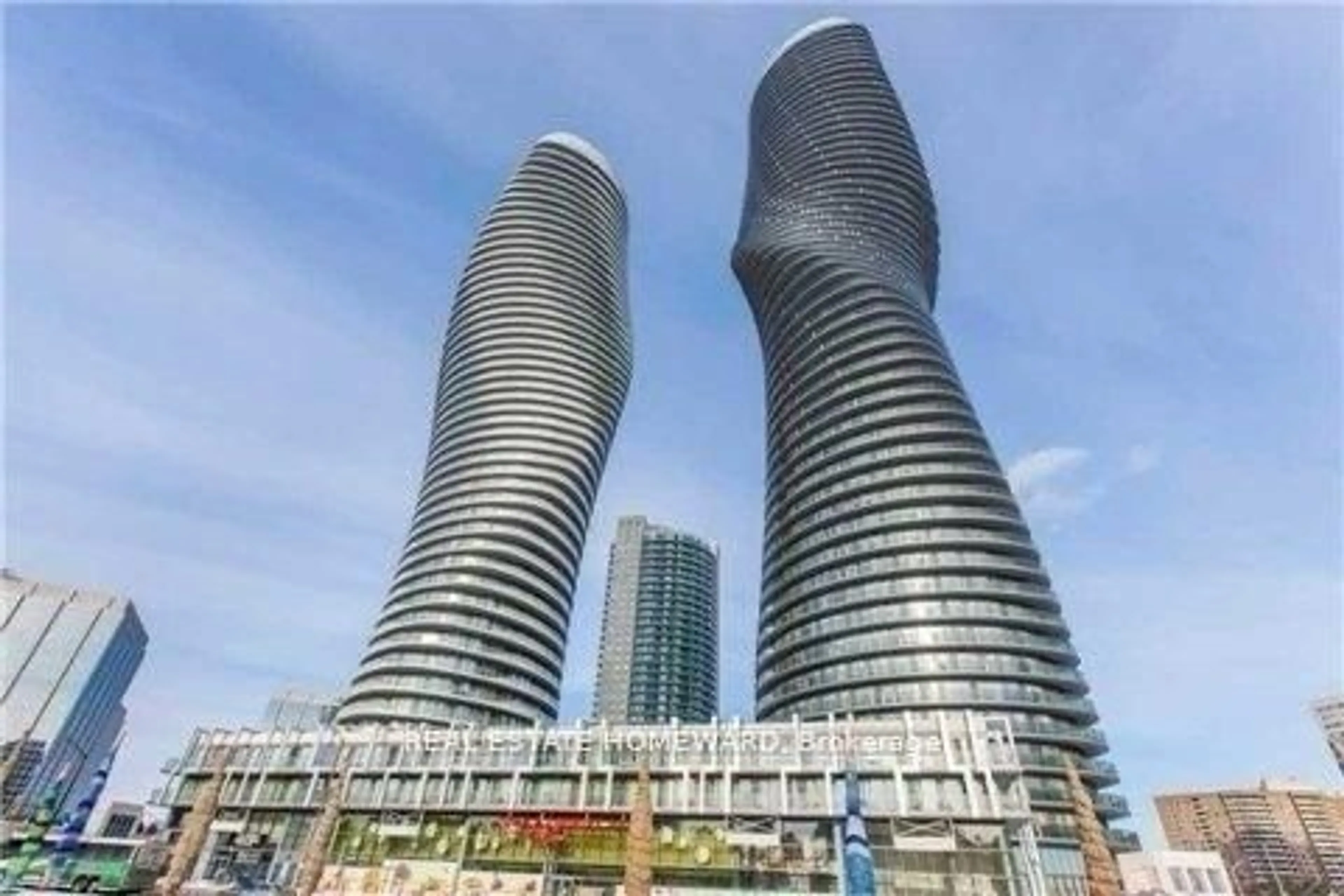 A pic from exterior of the house or condo, the view of city buildings for 60 Absolute Ave #1502, Mississauga Ontario L4T 0A9