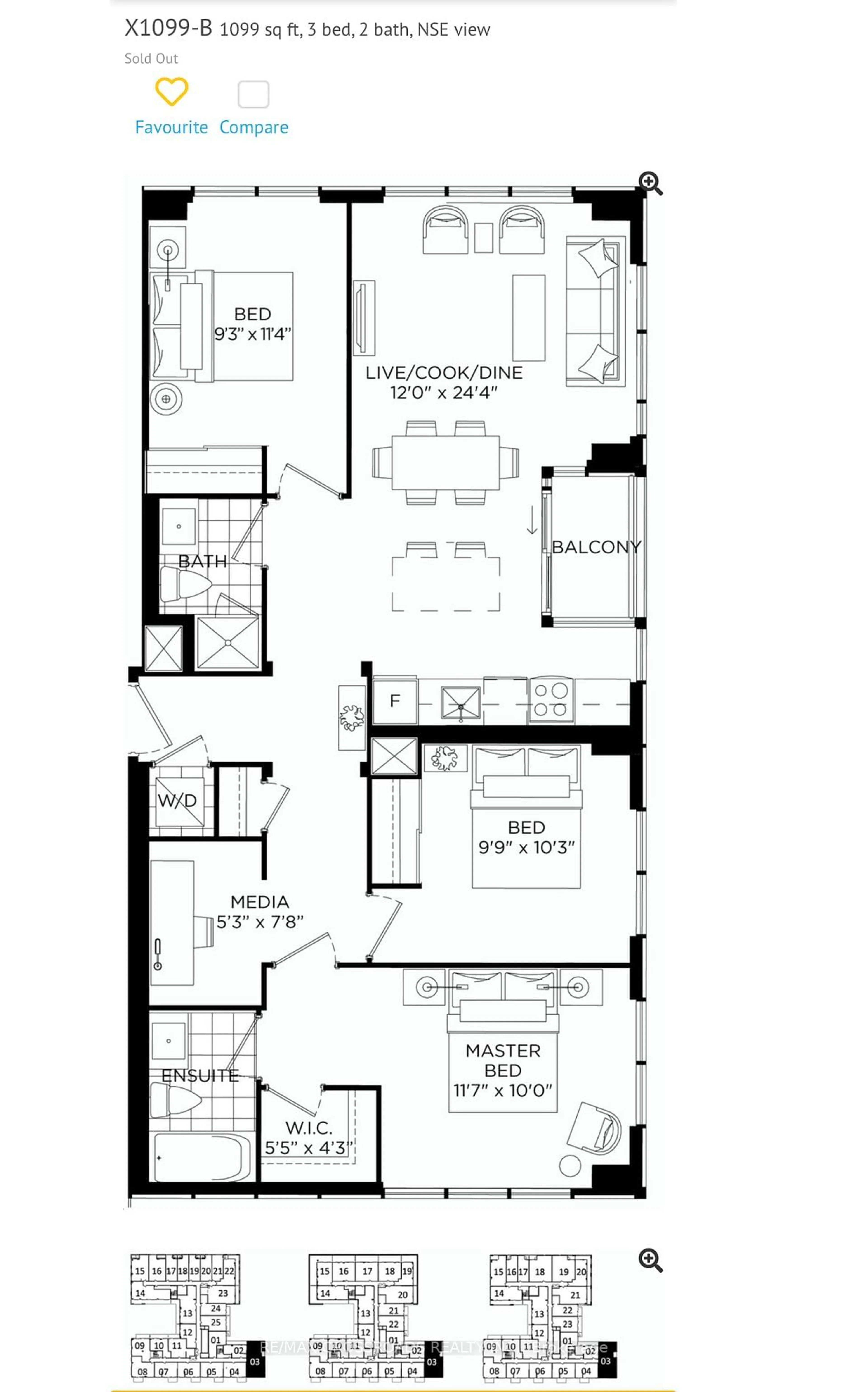 Floor plan for 270 Dufferin St #LPH3, Toronto Ontario M6K 0H8