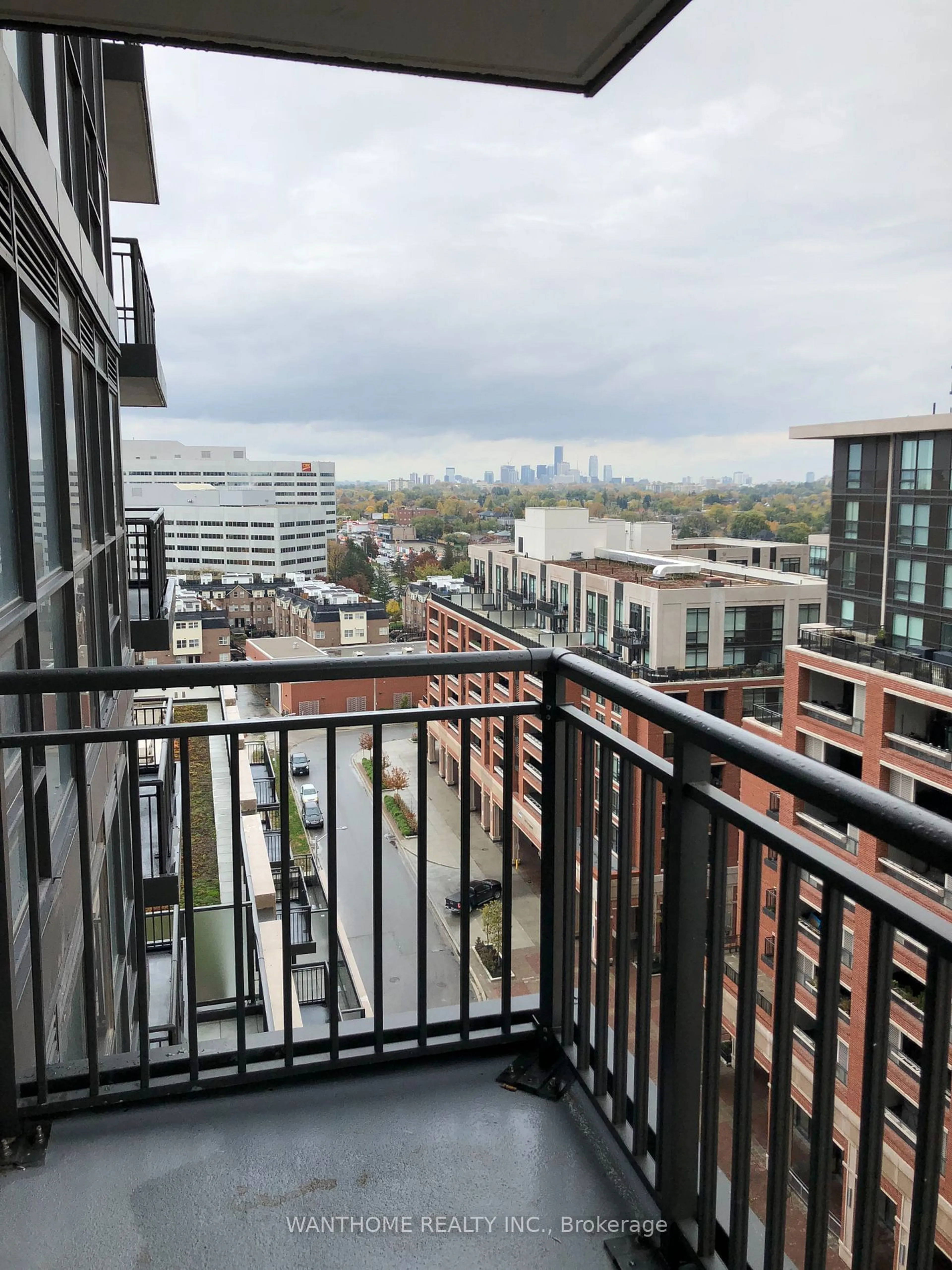 Balcony in the apartment, the view of city buildings for 3091 Dufferin St #1210, Toronto Ontario M6A 0C4