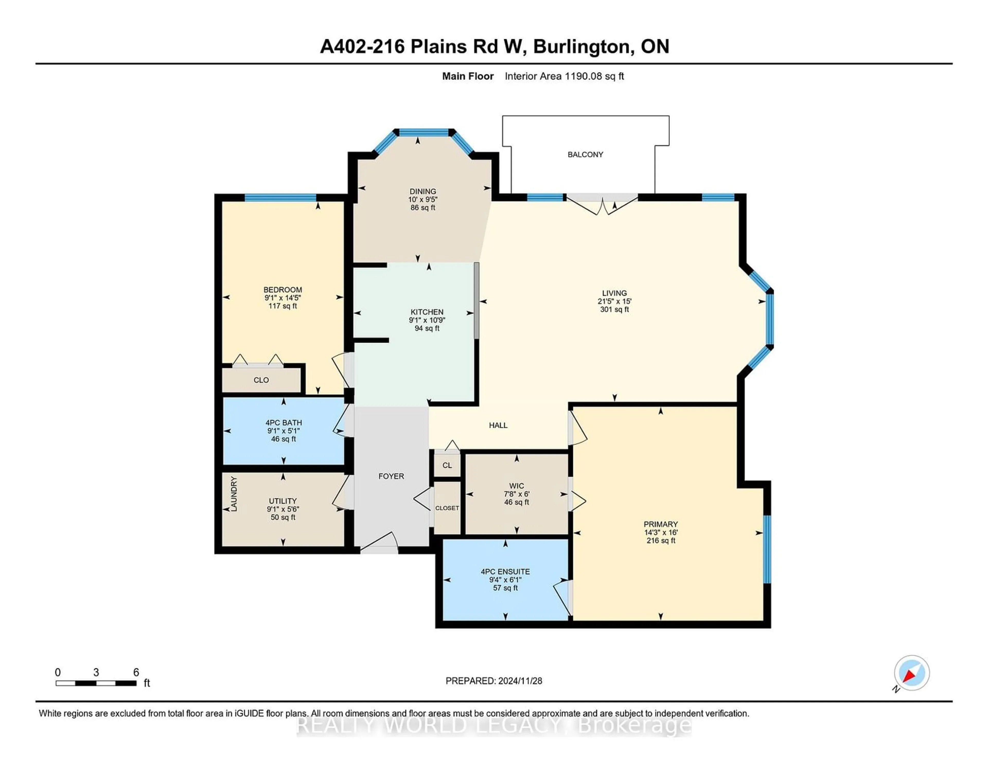 Floor plan for 216 Plains Rd #A402, Burlington Ontario L7T 4K8