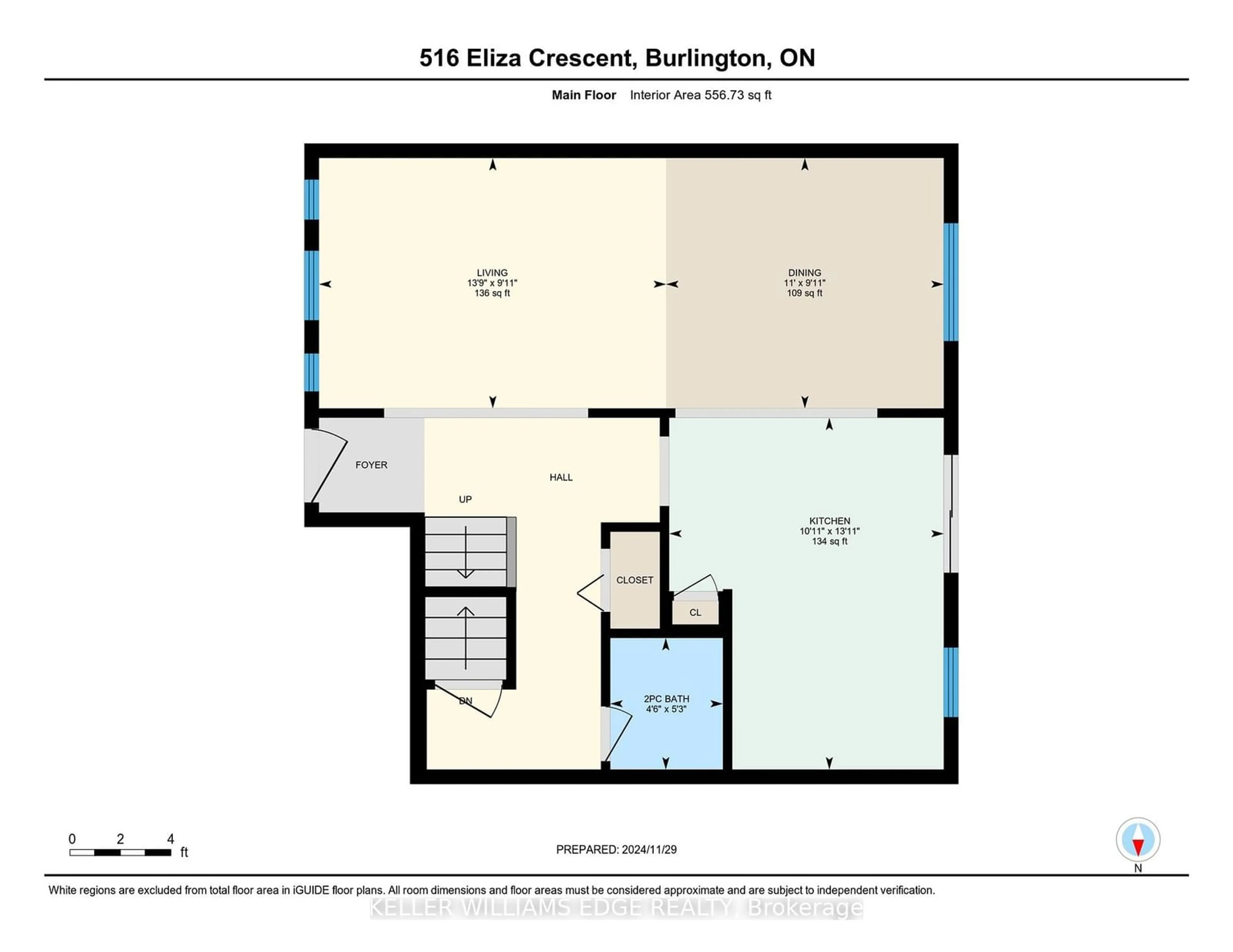 Floor plan for 516 Eliza Cres, Burlington Ontario L7L 6C9