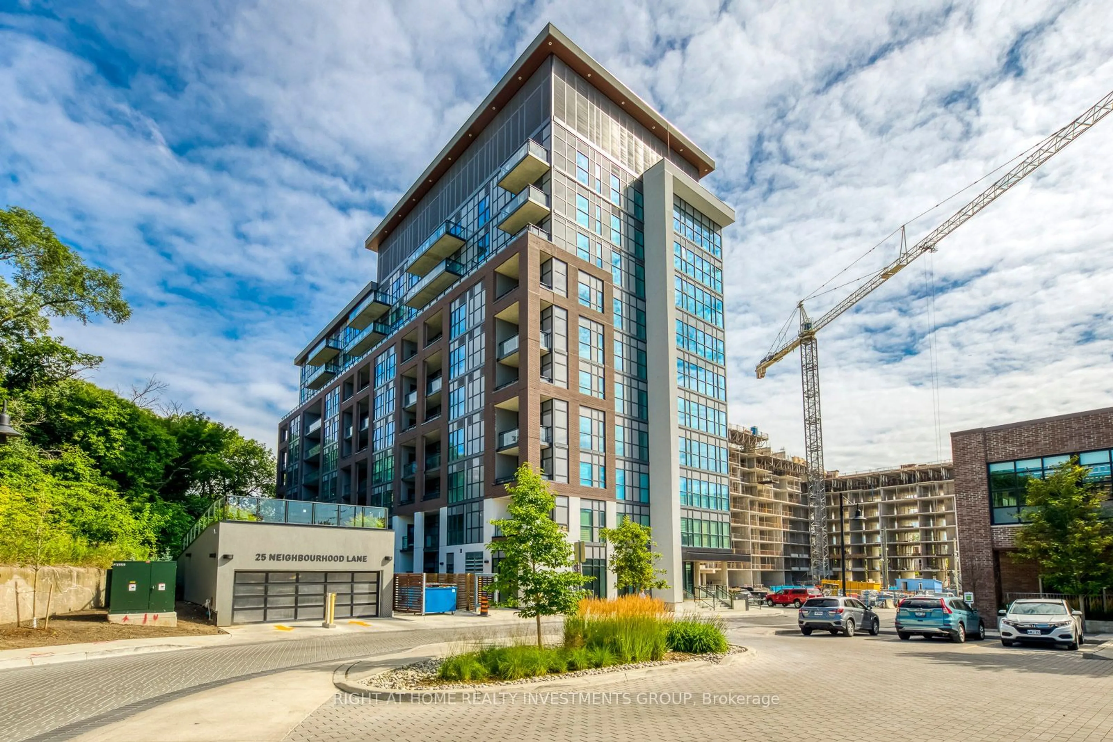 A pic from exterior of the house or condo, the front or back of building for 25 Neighbourhood Lane #414, Toronto Ontario M8Y 0C4