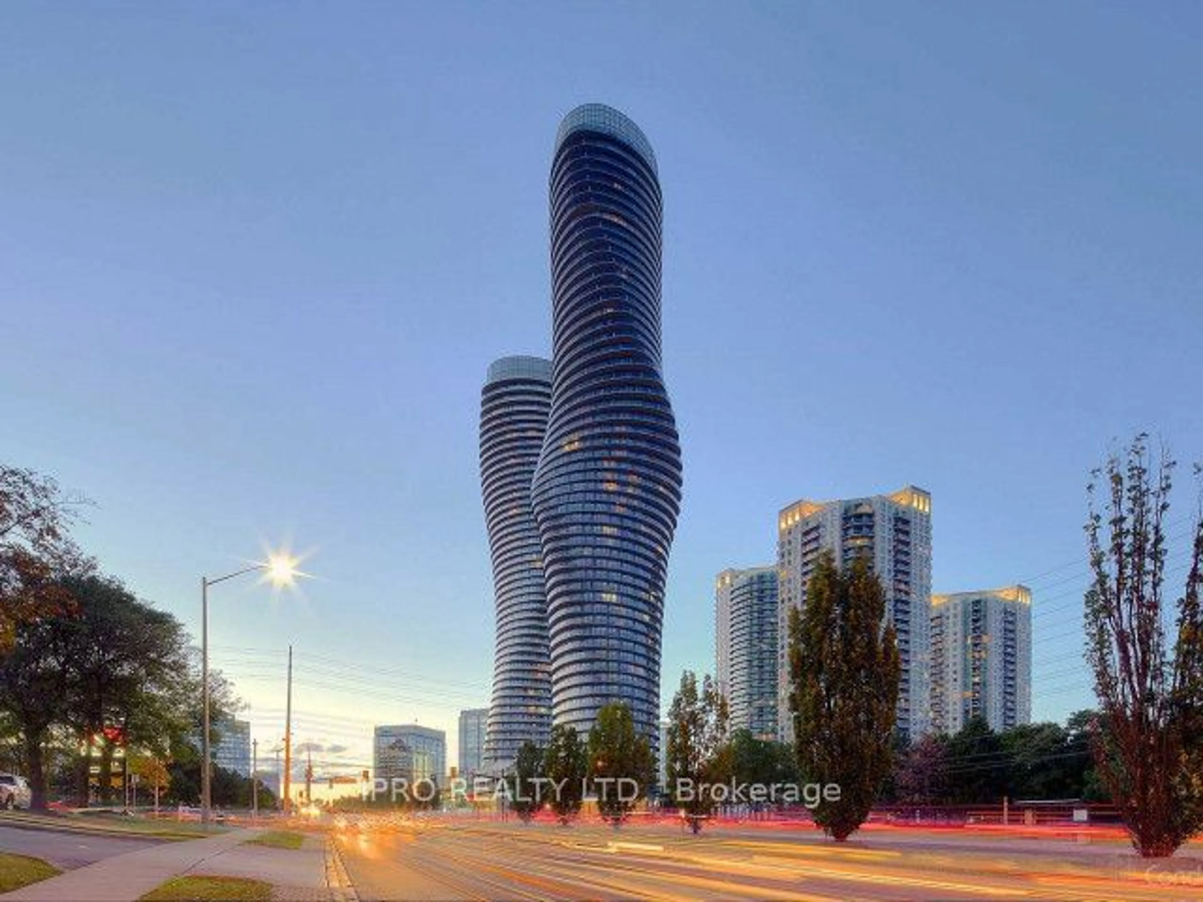 A pic from exterior of the house or condo, the view of city buildings for 60 Absolute Ave #1508, Mississauga Ontario L4Z 0A9