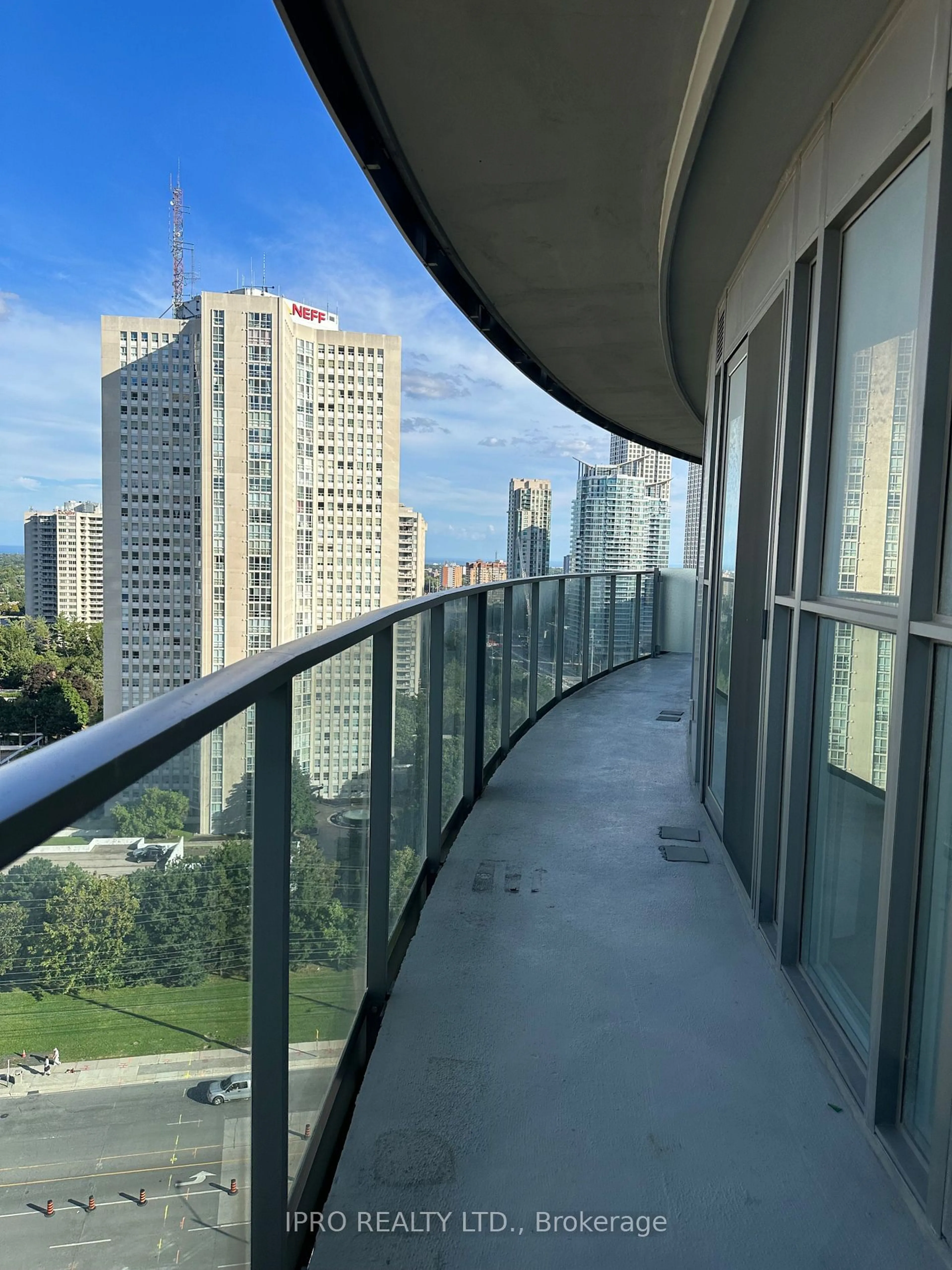 Balcony in the apartment, the view of city buildings for 60 Absolute Ave #1508, Mississauga Ontario L4Z 0A9