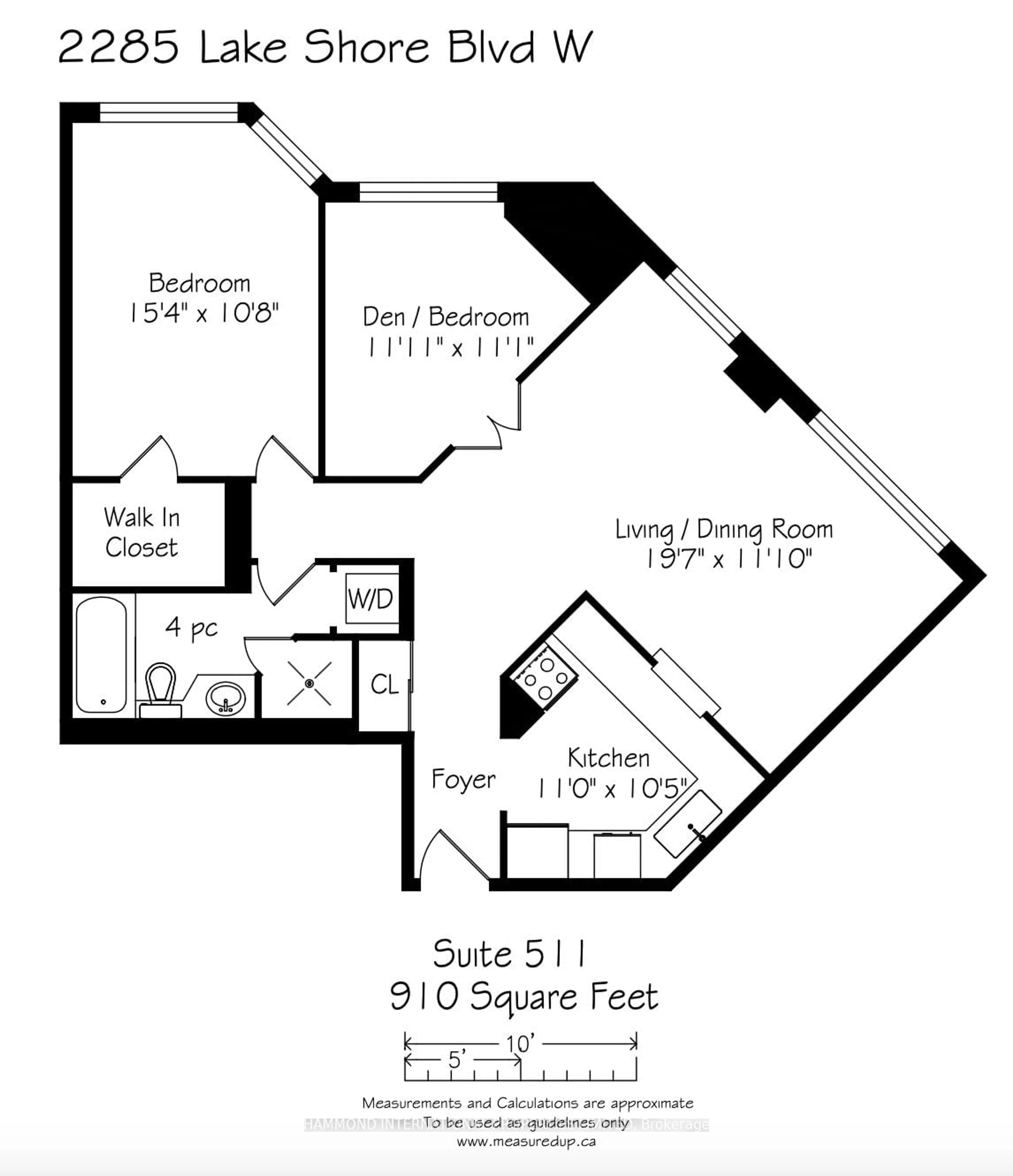 Floor plan for 2285 Lake Shore Blvd #511, Toronto Ontario M8V 3X9