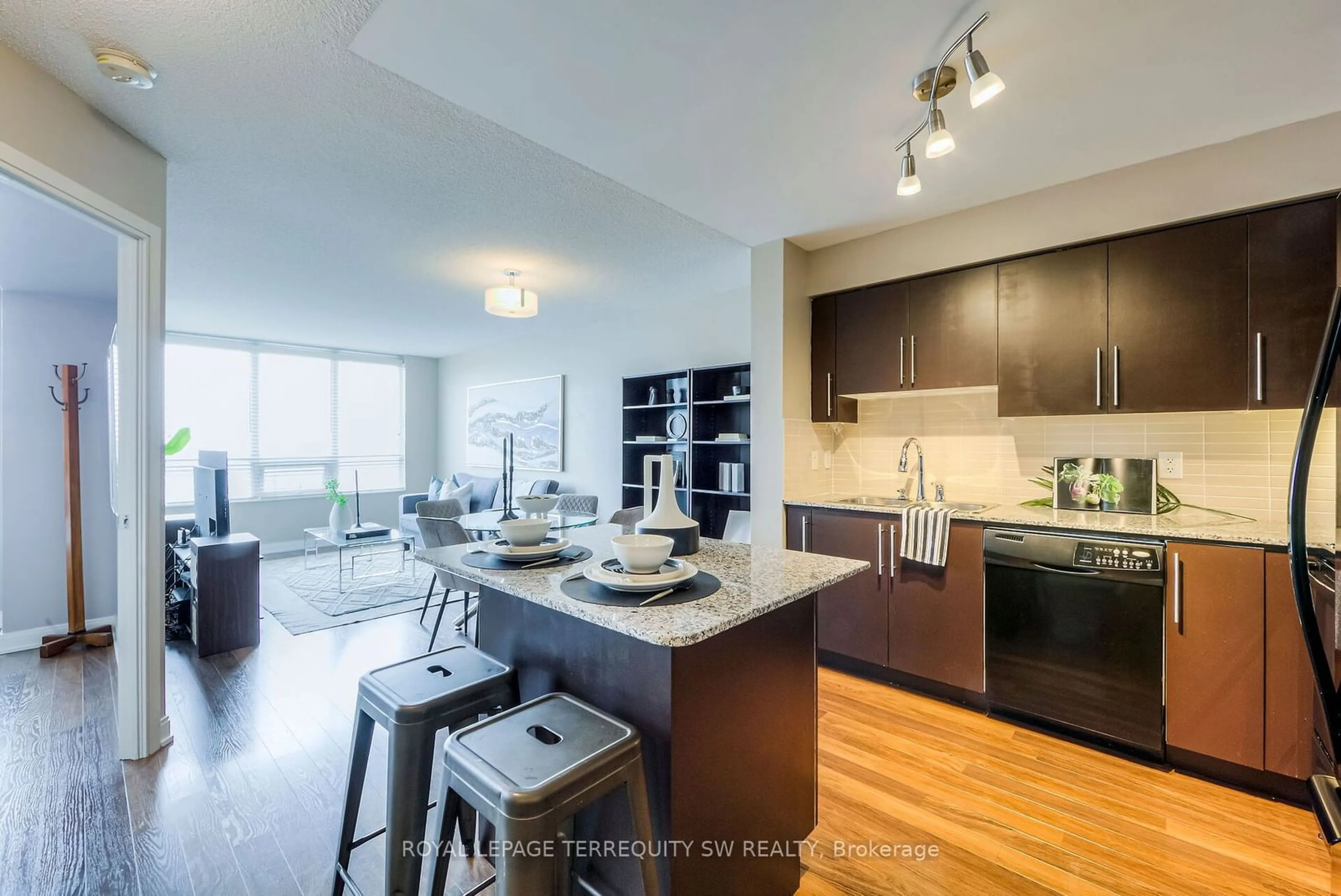 Open concept kitchen for 25 Viking Lane #1451, Toronto Ontario M9B 0A1