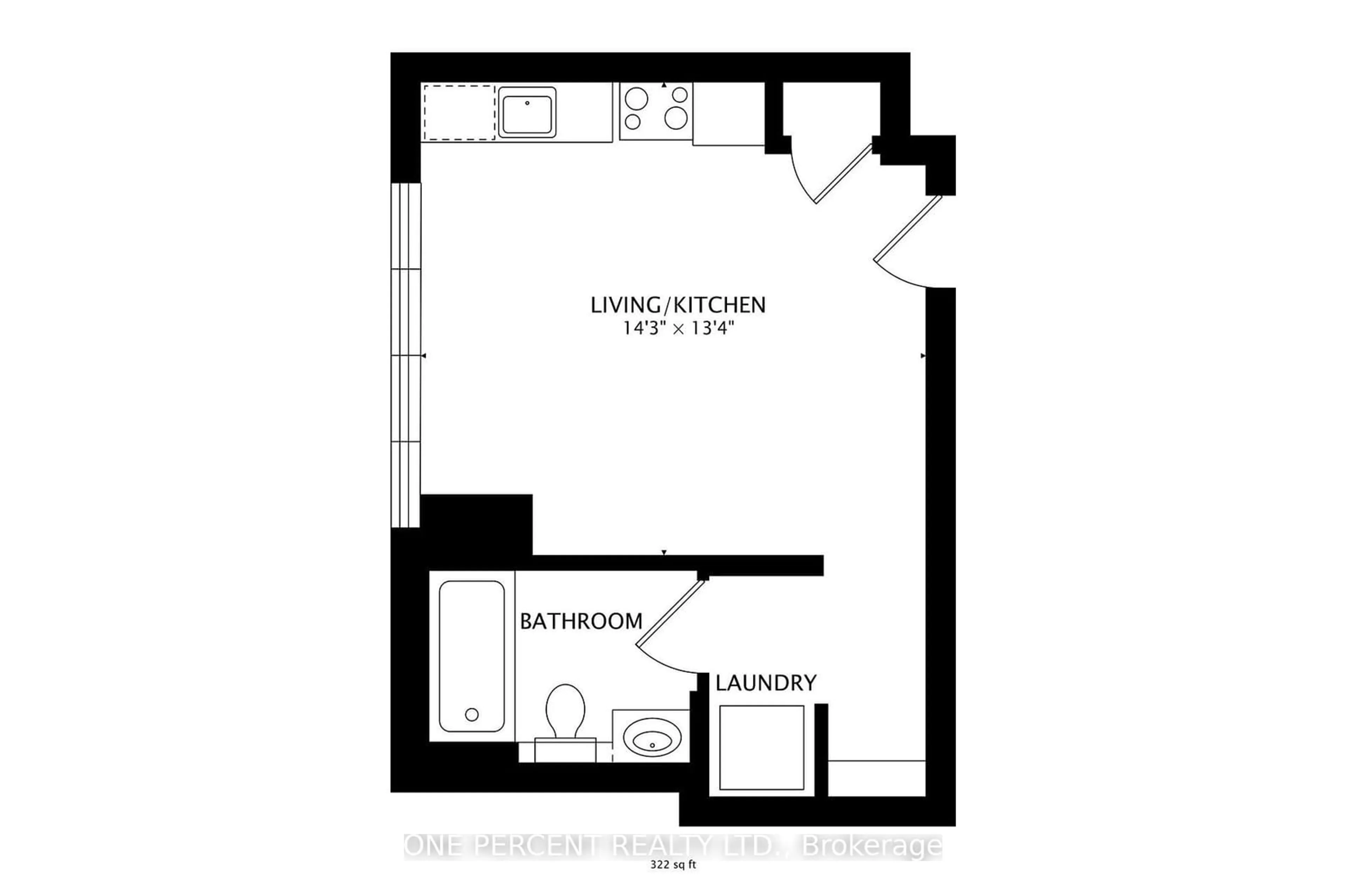 Floor plan for 58 Marine Parade Dr #221, Toronto Ontario M8V 4G1