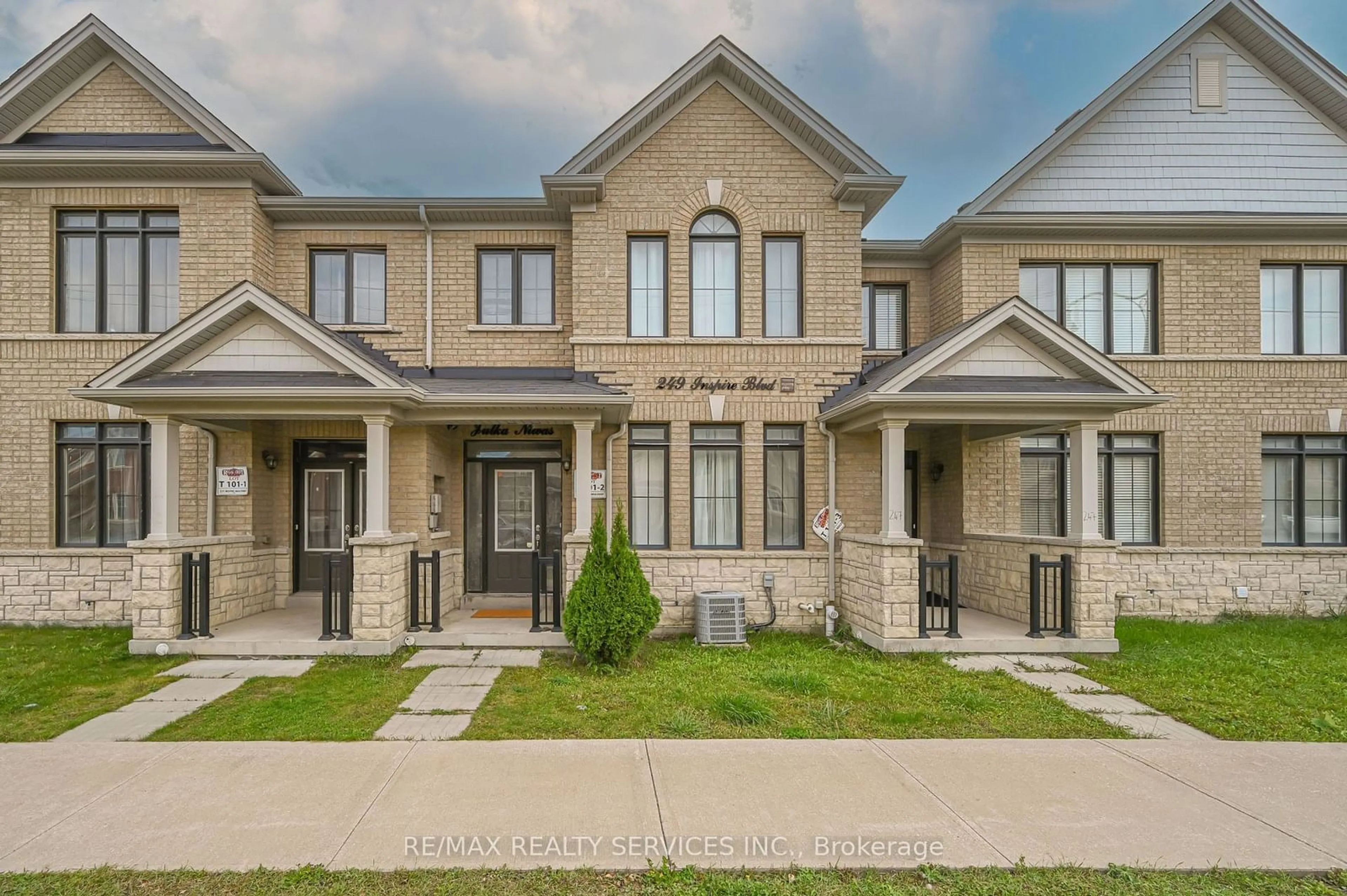 A pic from exterior of the house or condo, the street view for 249 Inspire Blvd, Brampton Ontario L6R 3Z3