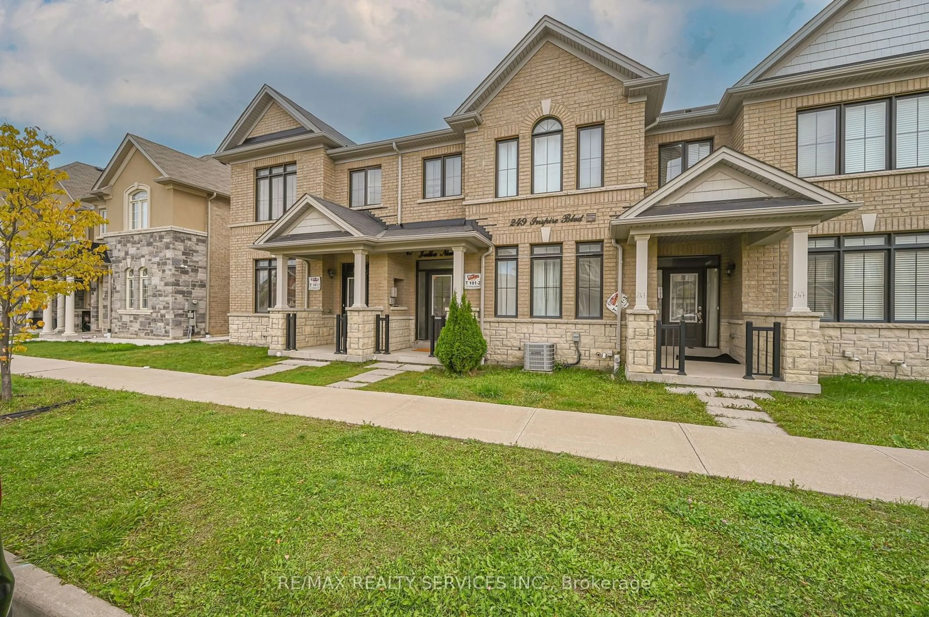 A pic from exterior of the house or condo, the street view for 249 Inspire Blvd, Brampton Ontario L6R 3Z3