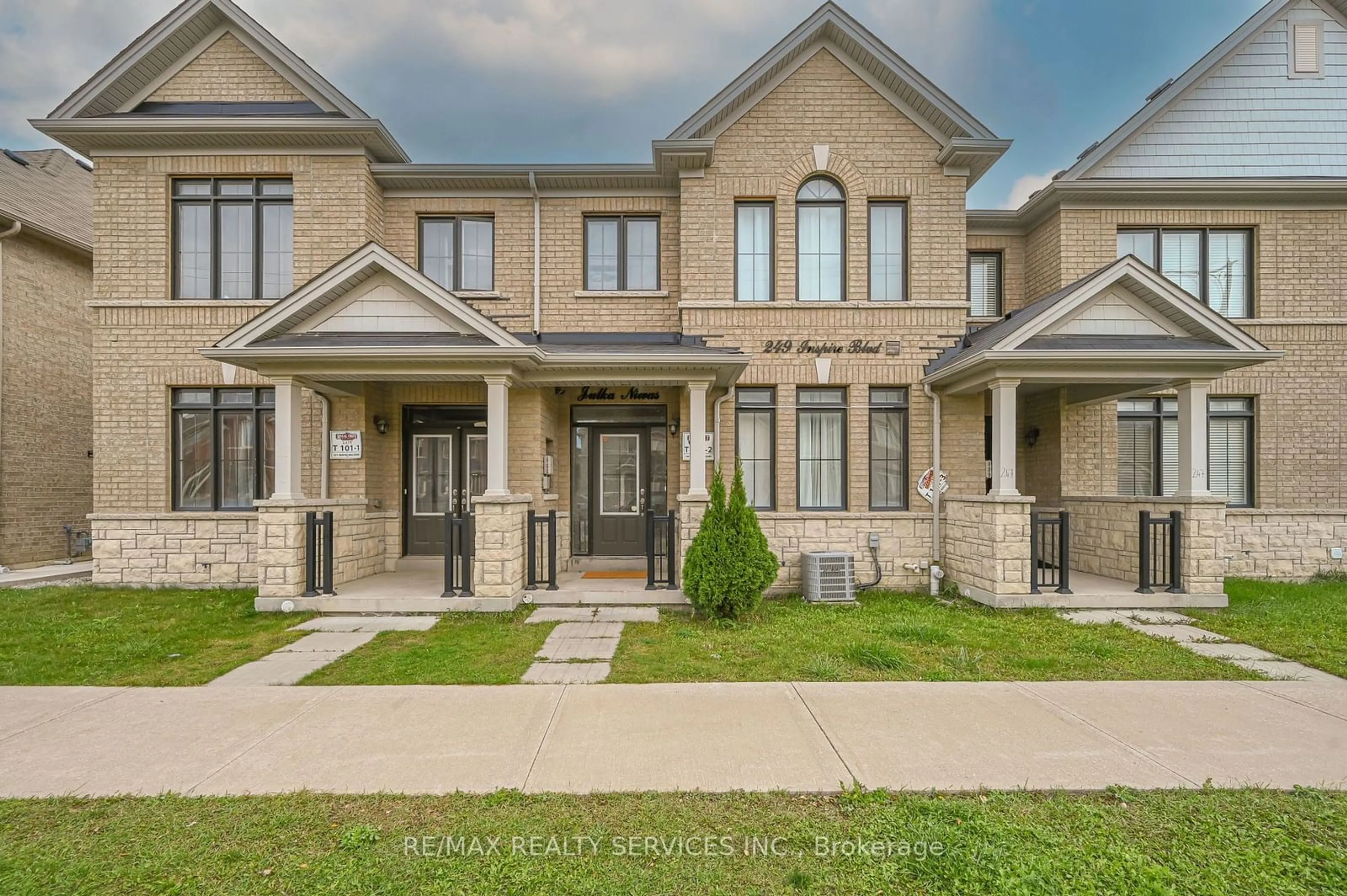 A pic from exterior of the house or condo, the street view for 249 Inspire Blvd, Brampton Ontario L6R 3Z3