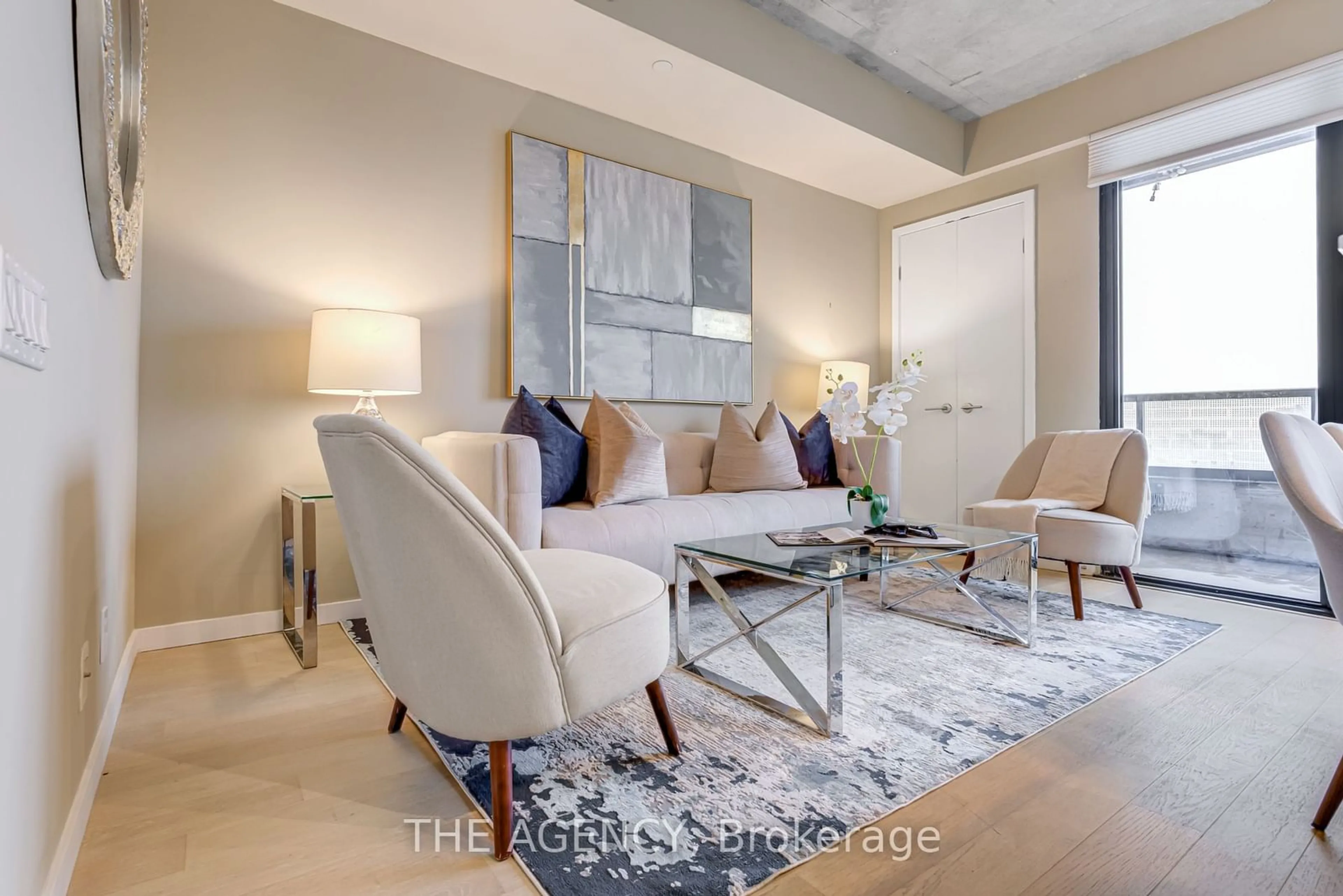 Living room, wood floors for 383 Sorauren Ave #711, Toronto Ontario M6R 0A4