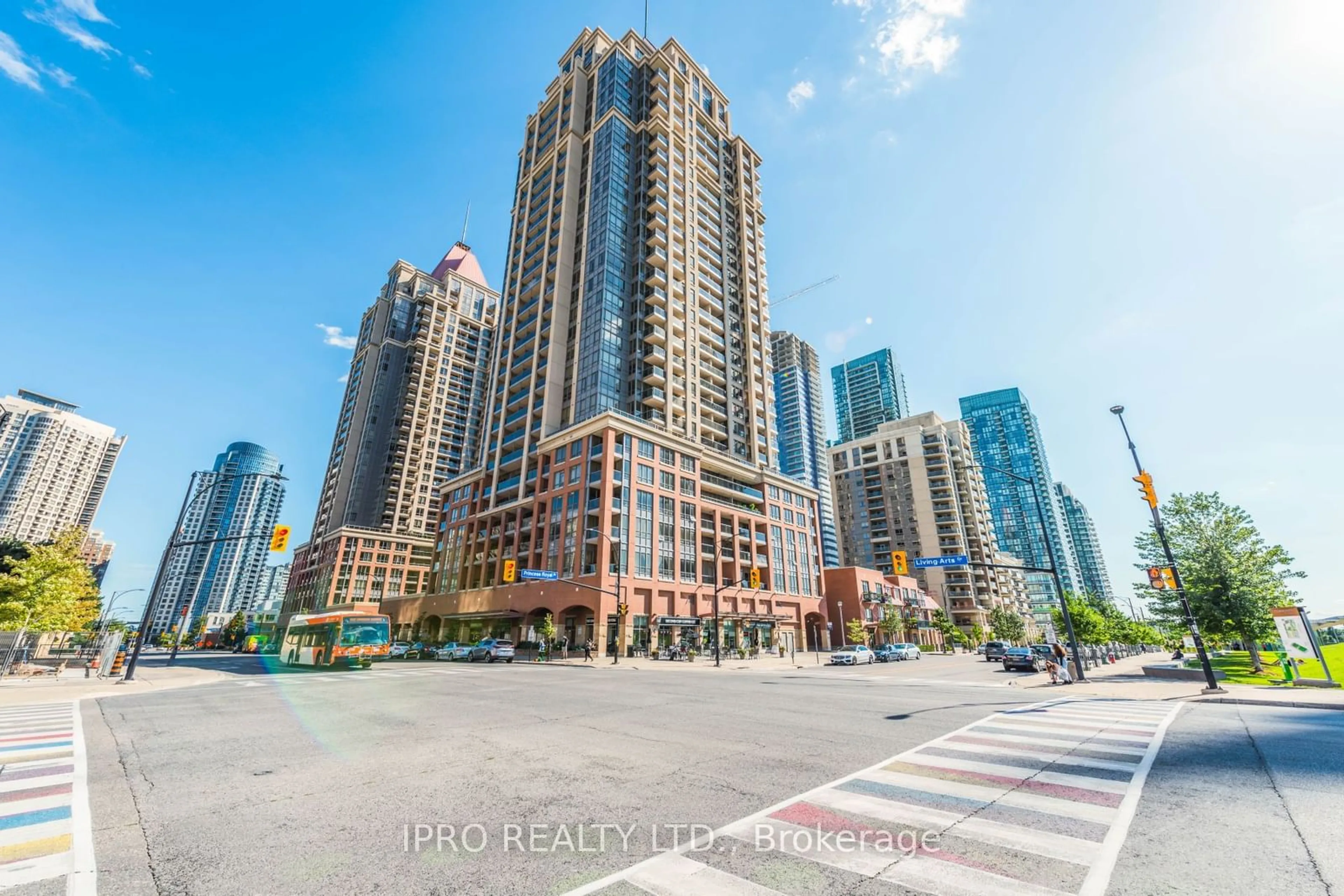 A pic from exterior of the house or condo, the view of city buildings for 4090 Living Arts Dr #1006, Mississauga Ontario L5B 4M8