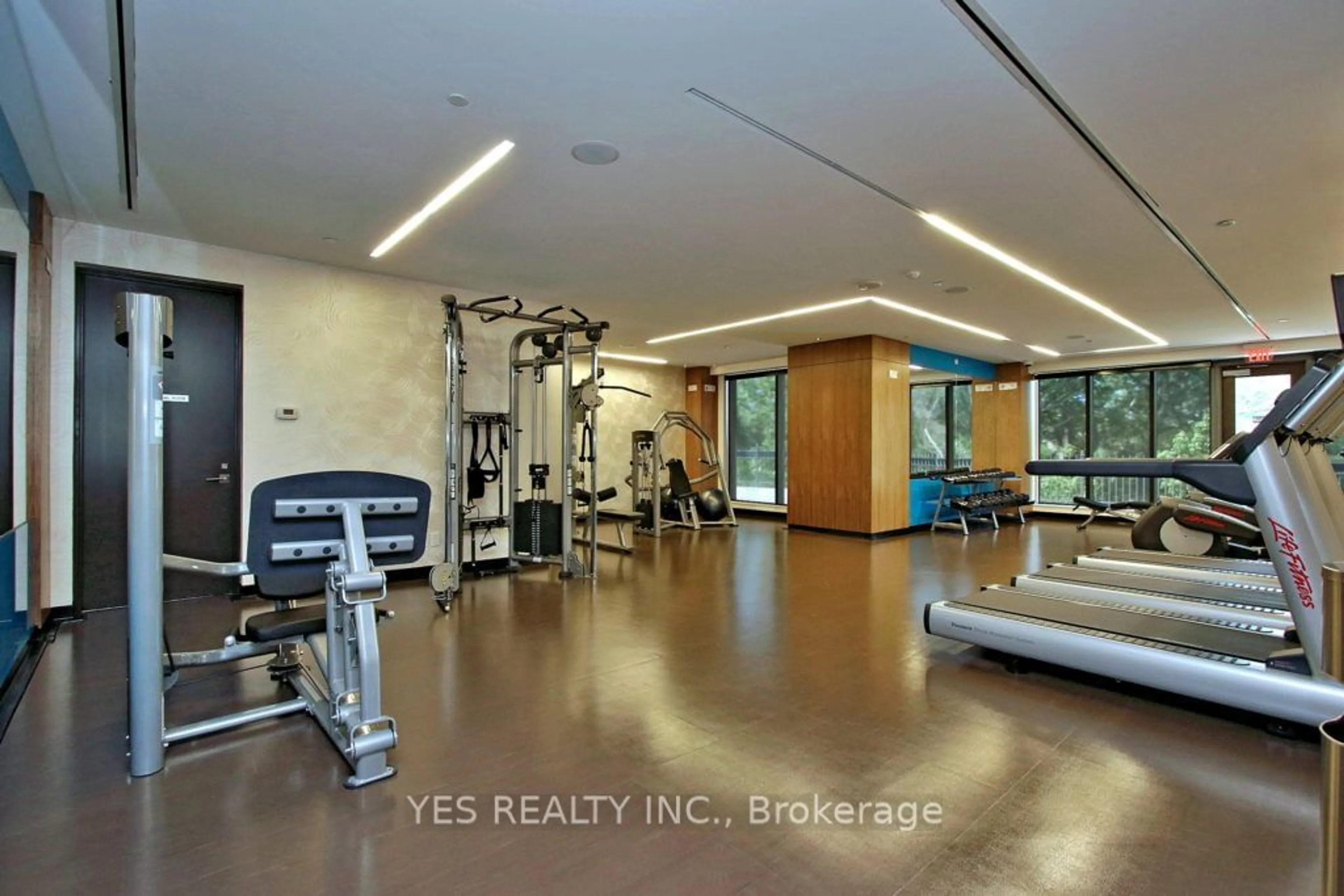 Gym or fitness room, wood floors for 36 Park Lawn Rd #3307, Toronto Ontario M8V 0E5