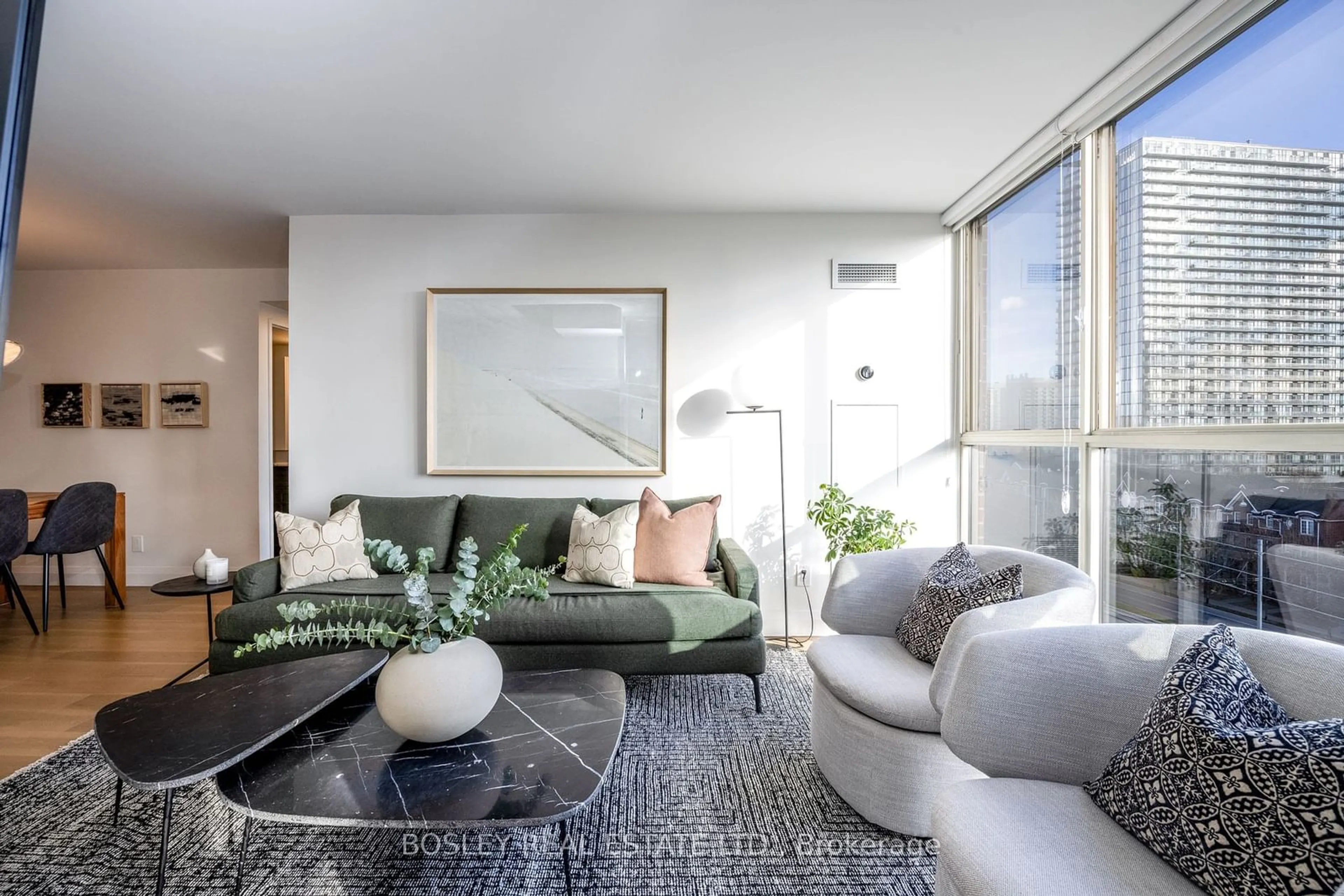 Living room, carpet floors for 22 Southport St #737, Toronto Ontario M6S 4Y9