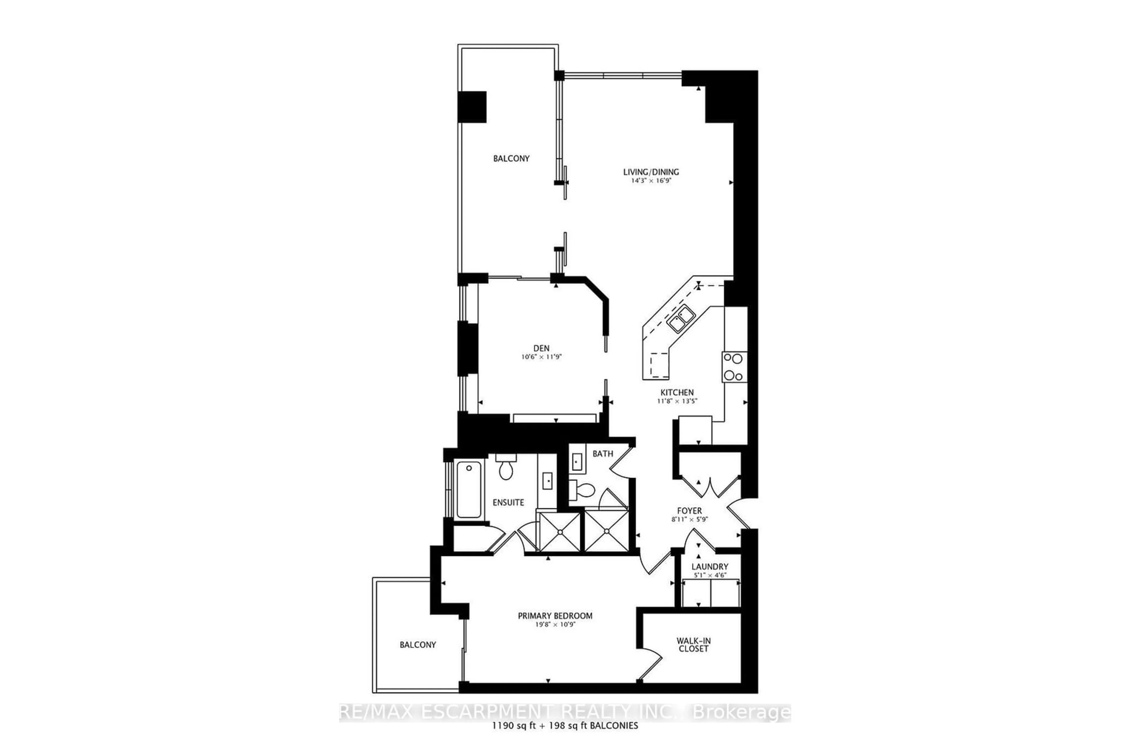 Floor plan for 360 PEARL St #1601, Burlington Ontario L7R 1E1