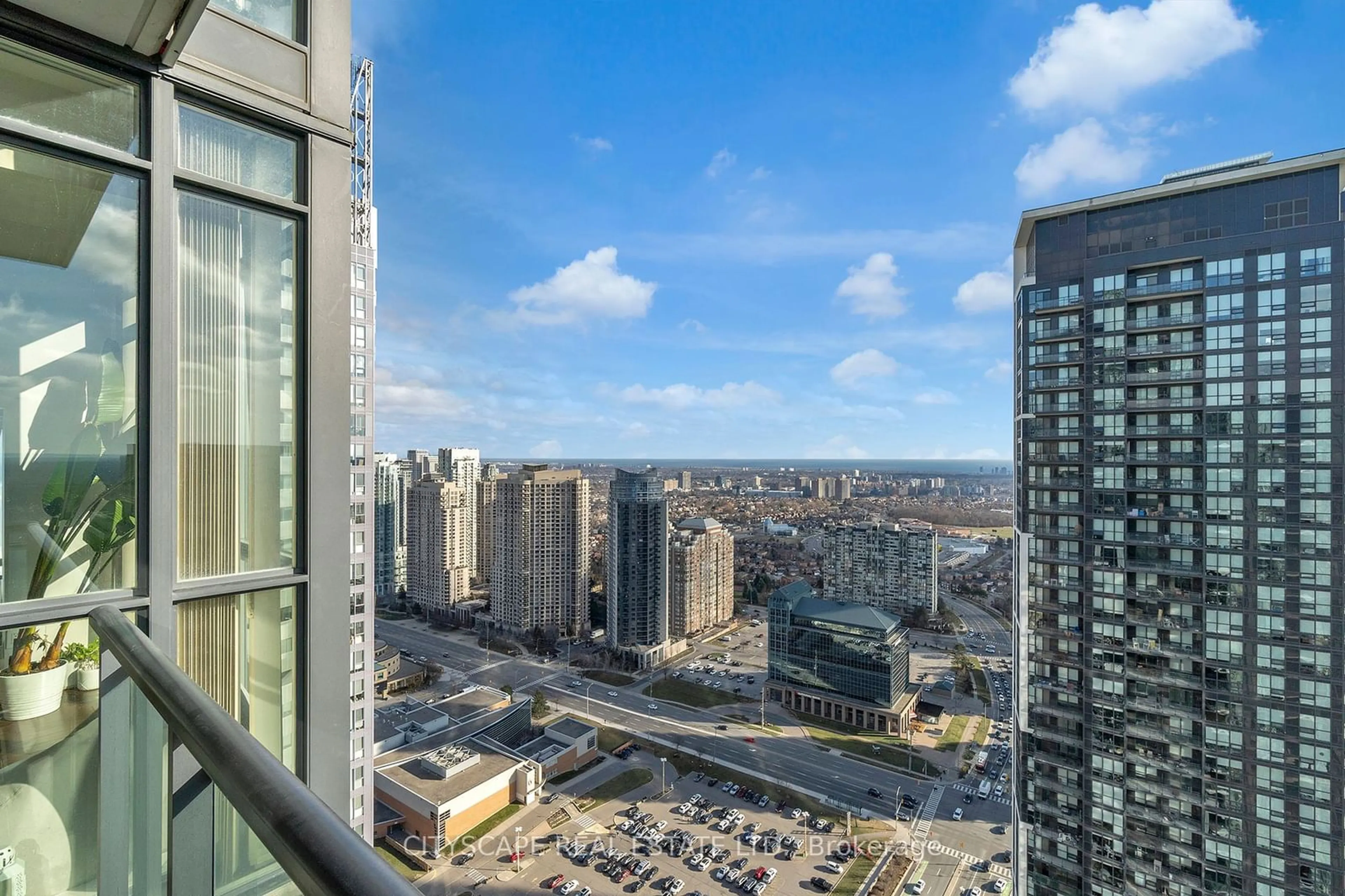 Balcony in the apartment, city buildings view from balcony for 4070 Confederation Pkwy ##3703, Mississauga Ontario L5B 0E9