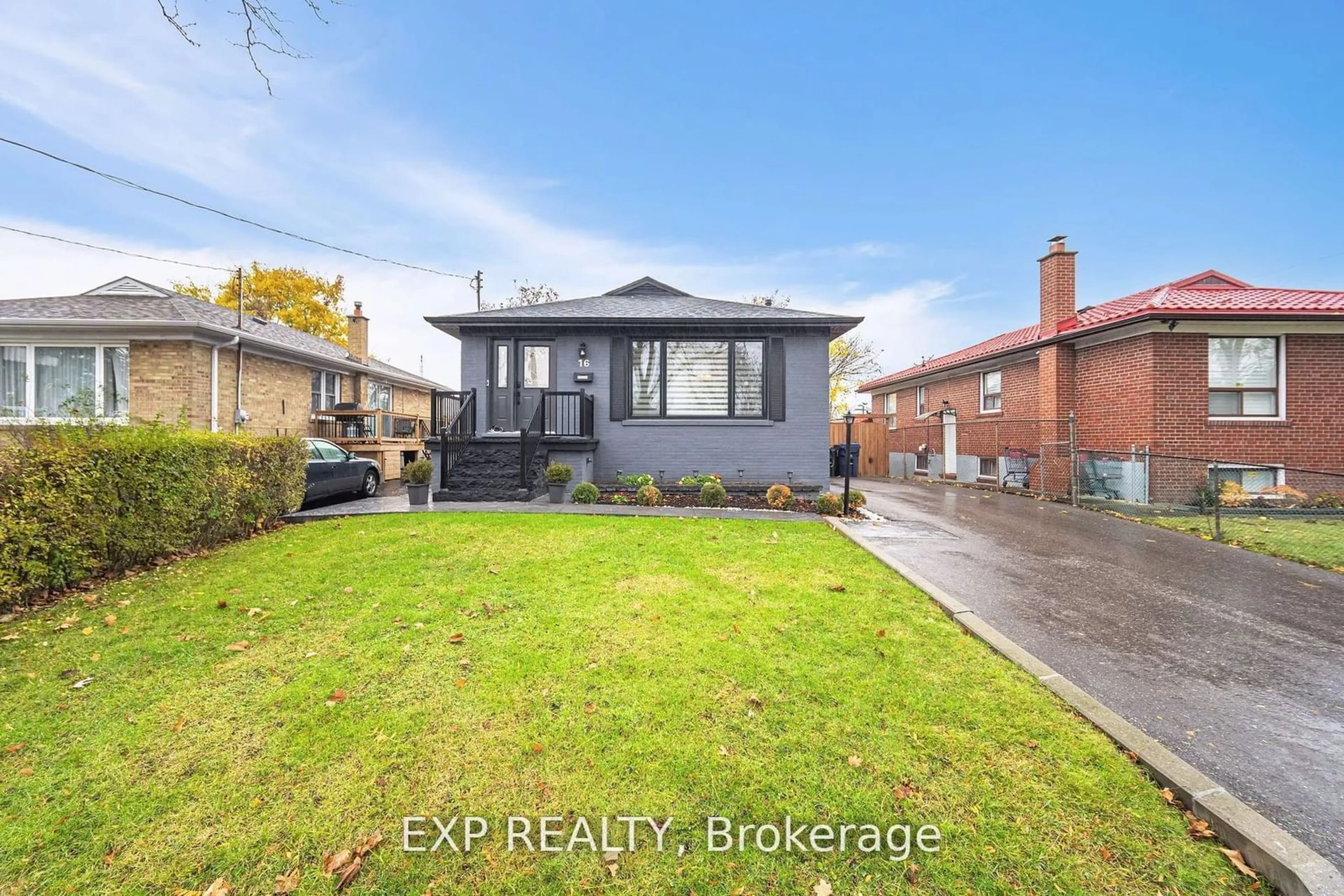 Frontside or backside of a home, the fenced backyard for 16 Benway Dr, Toronto Ontario M9W 1Z3