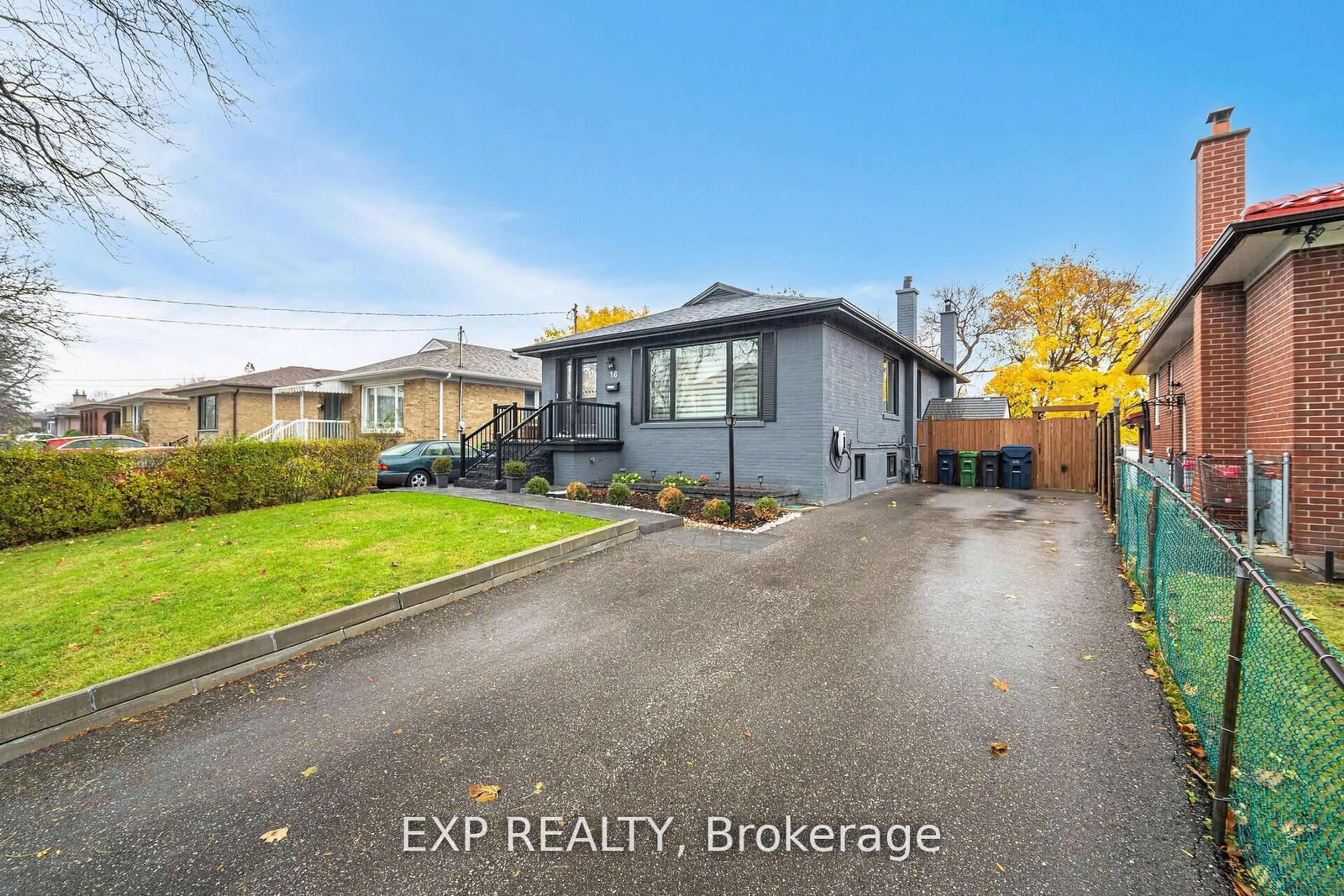 Frontside or backside of a home, the fenced backyard for 16 Benway Dr, Toronto Ontario M9W 1Z3