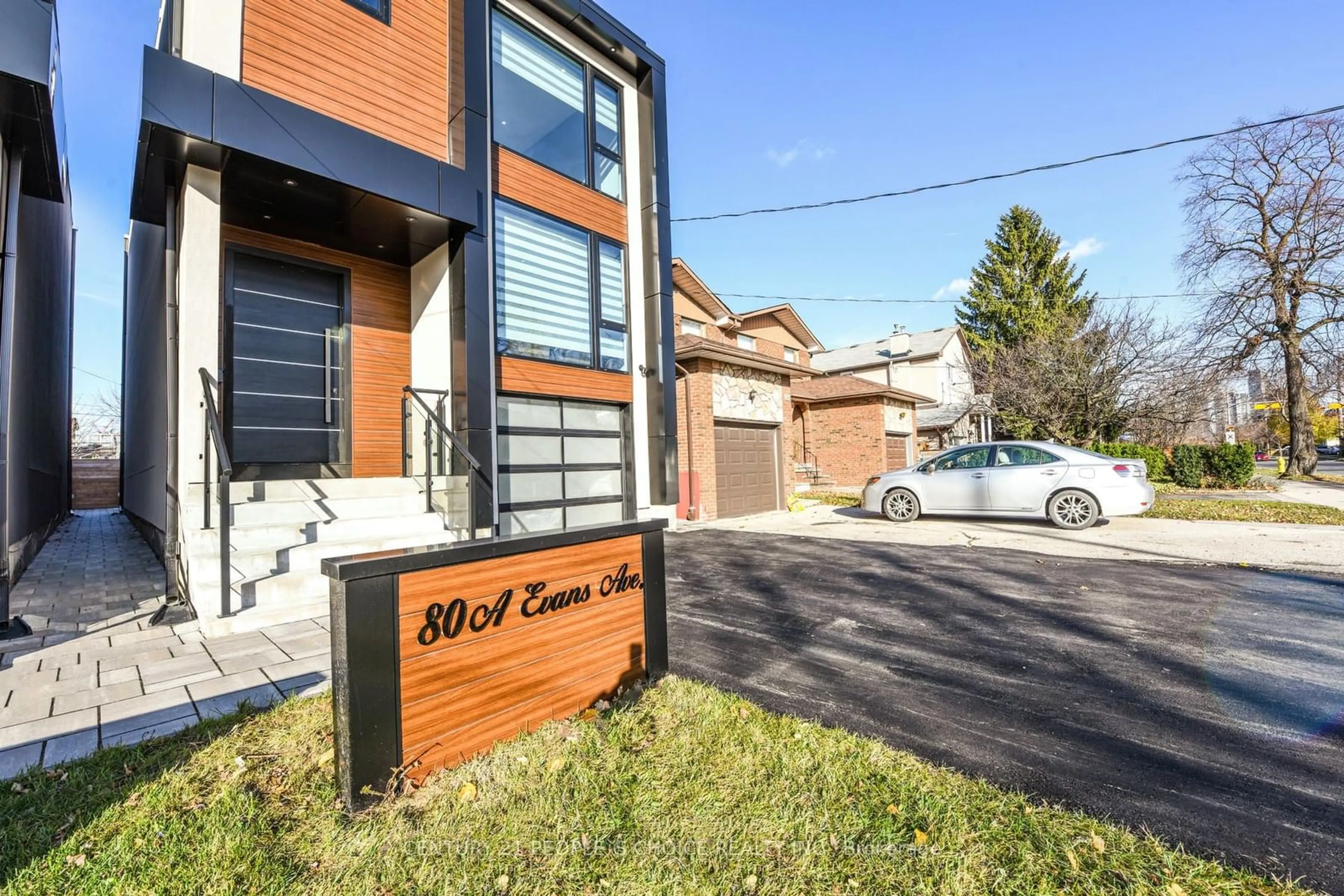 A pic from exterior of the house or condo, the street view for 80A Evans Ave, Toronto Ontario M8Z 1H8