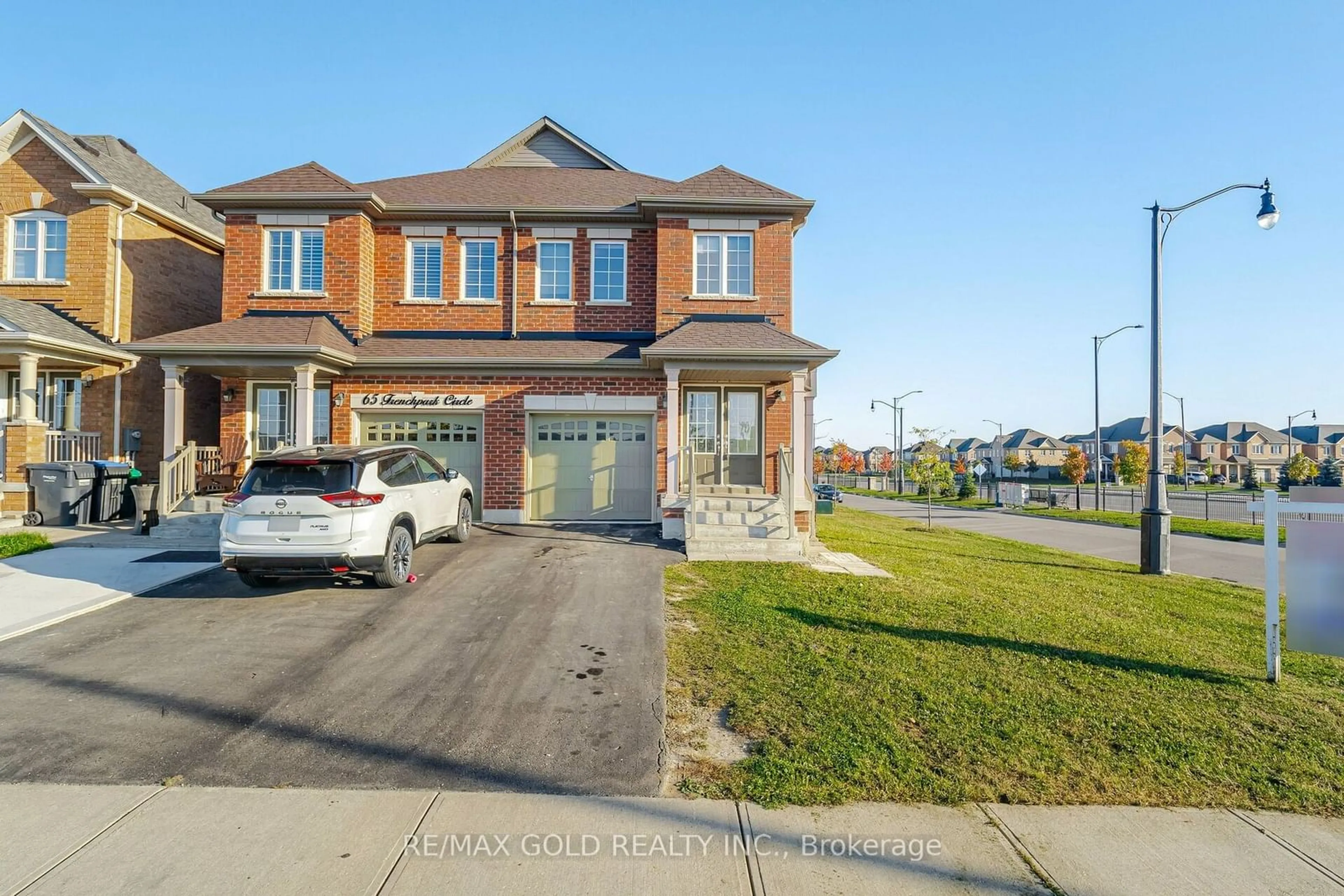 A pic from exterior of the house or condo, the street view for 63 Frenchpark Circ, Brampton Ontario L6X 0Y6