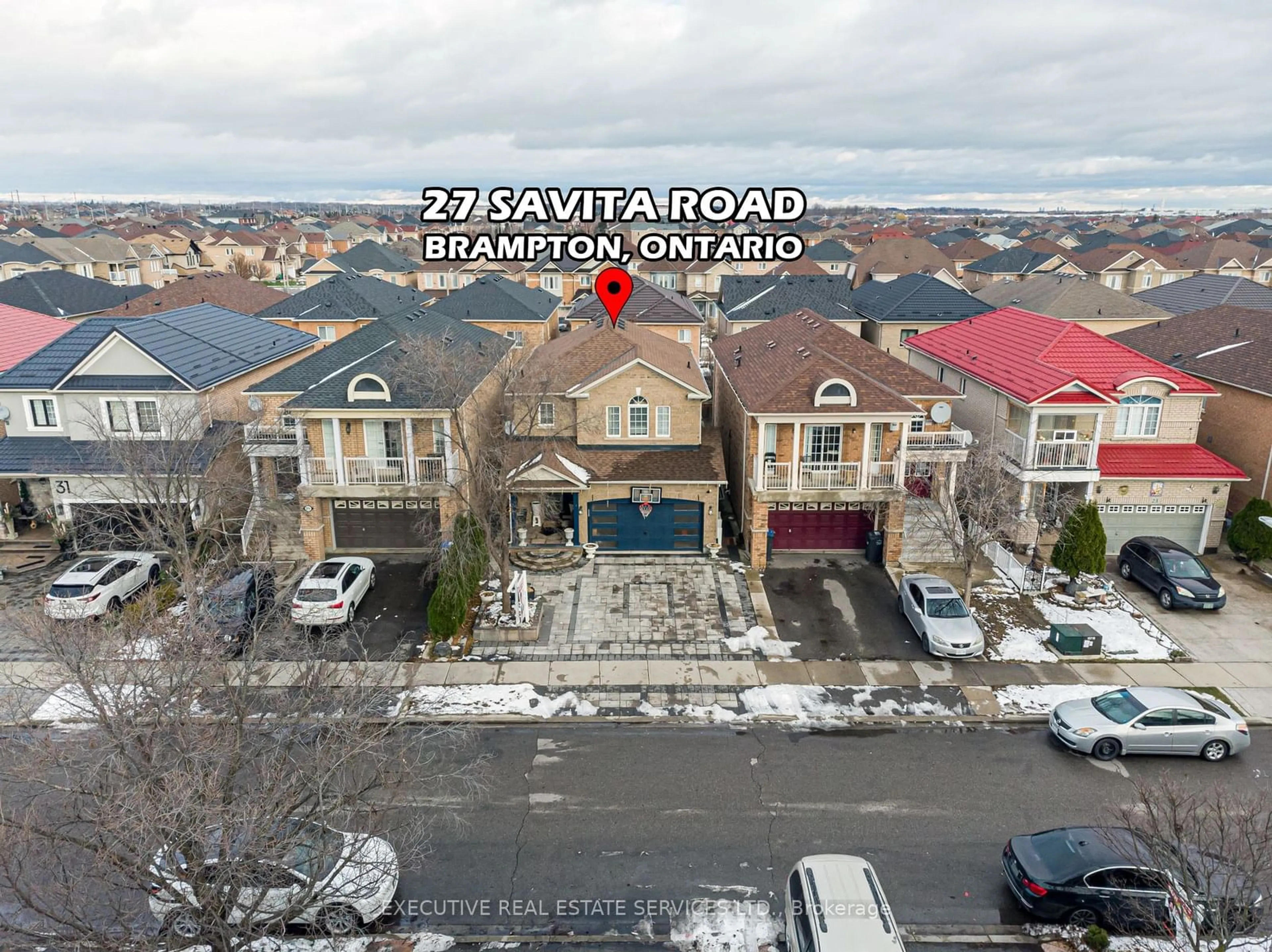 A pic from exterior of the house or condo, the street view for 27 Savita Rd, Brampton Ontario L7A 3V1