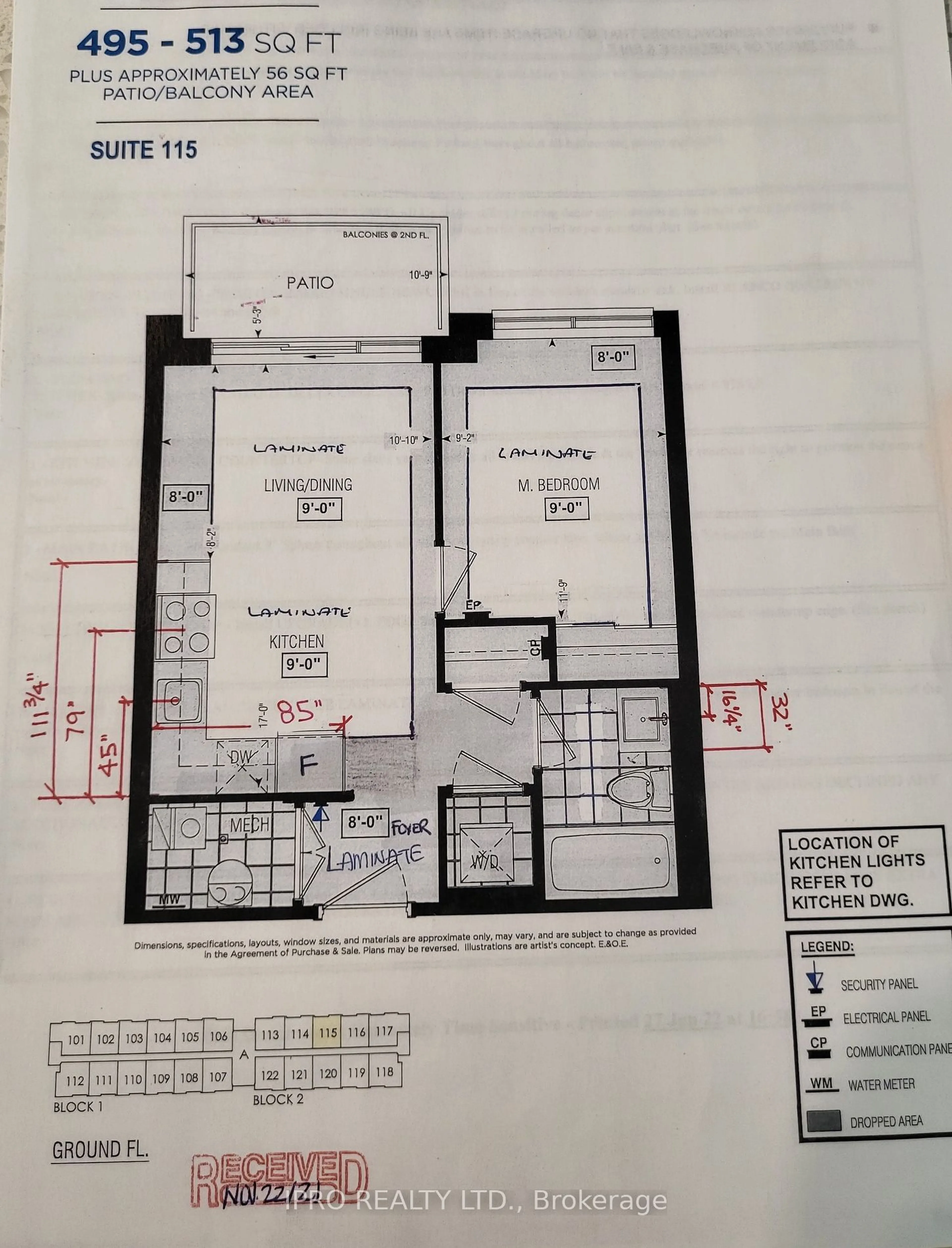 Floor plan for 95 Attmar Dr #115, Brampton Ontario L6P 0Y6