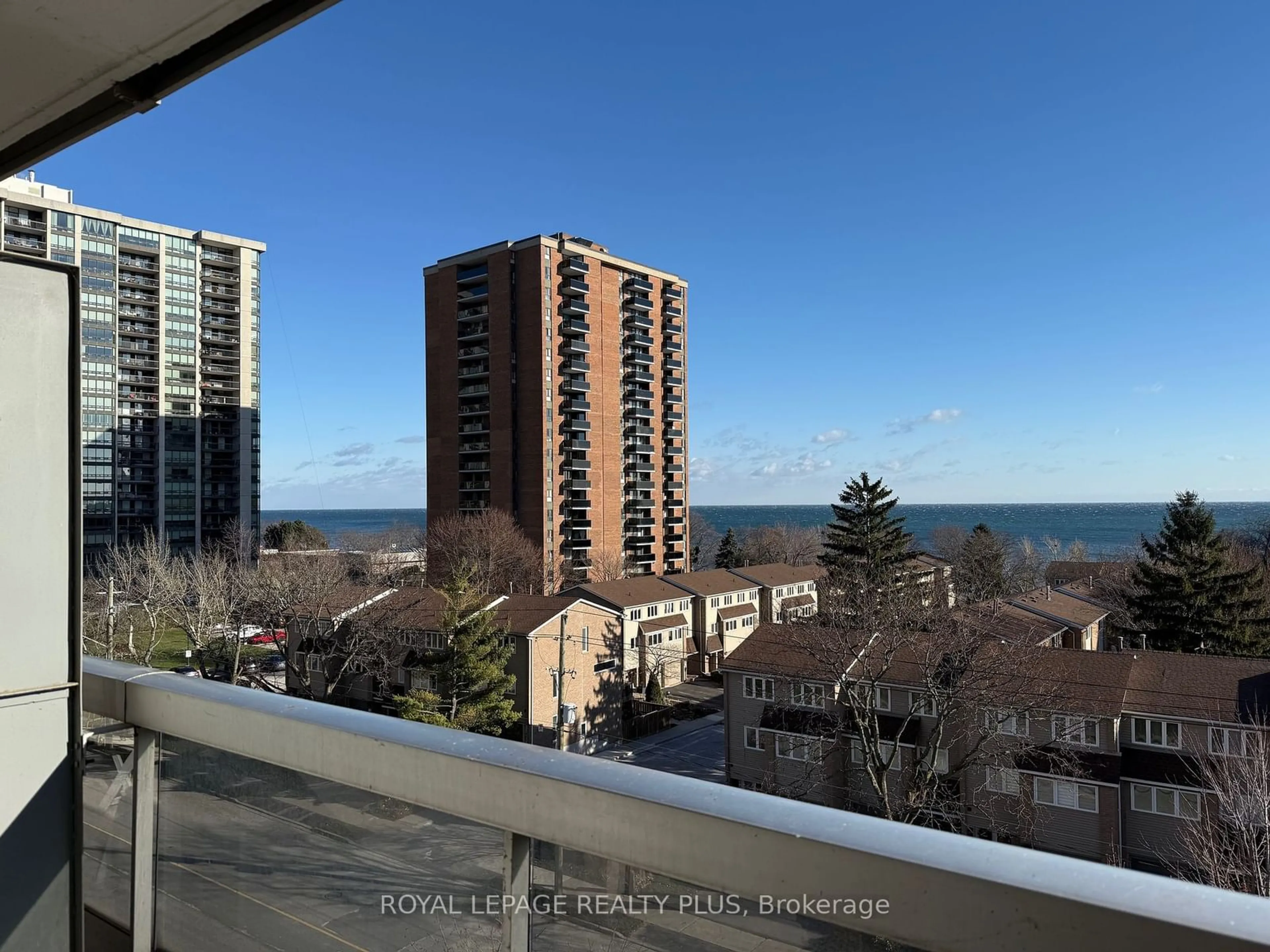 Balcony in the apartment, city buildings view from balcony for 2263 Marine Dr #607, Oakville Ontario L6L 5K1