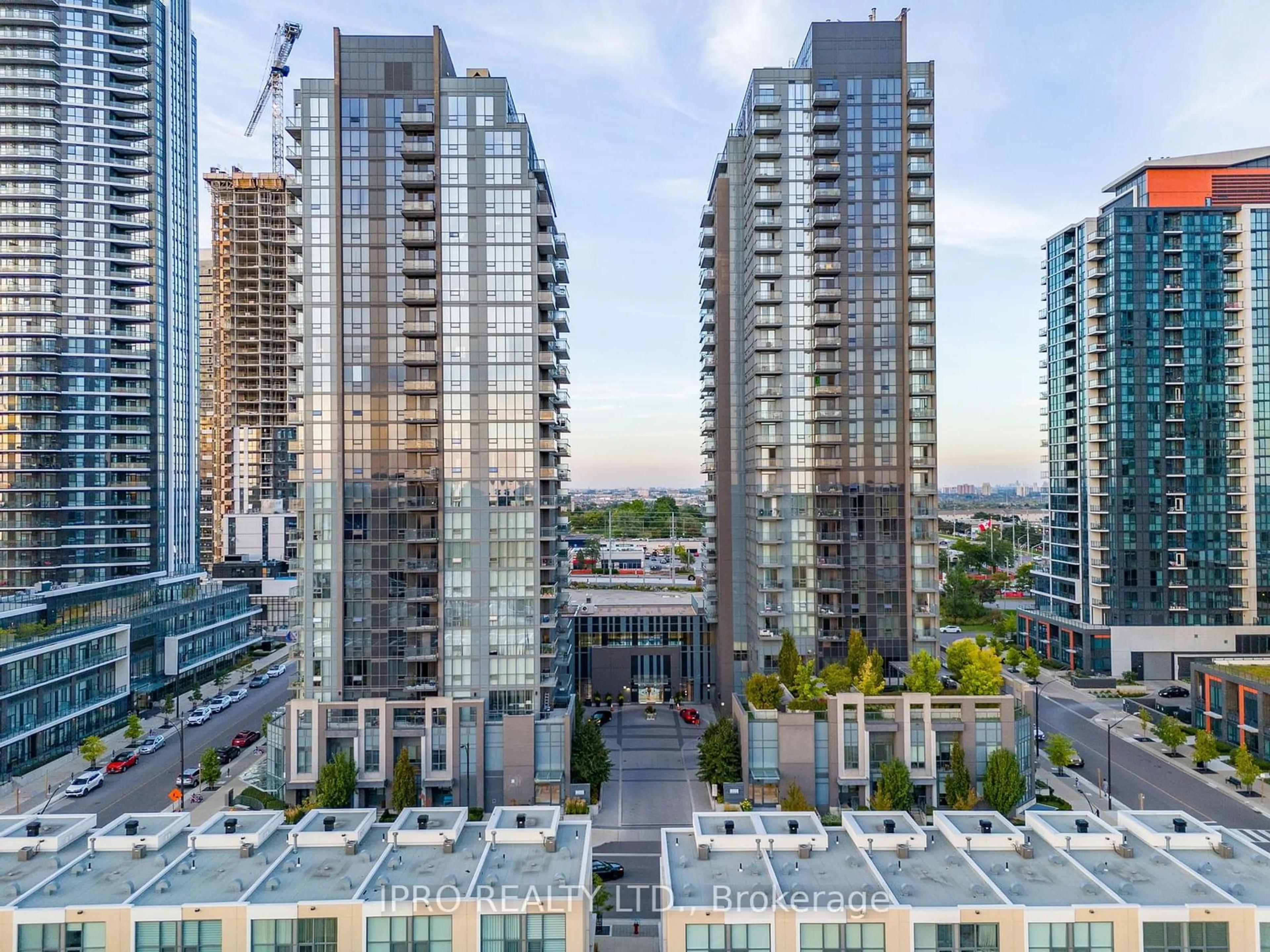 A pic from outside/outdoor area/front of a property/back of a property/a pic from drone, city buildings view from balcony for 5033 Four Springs Ave #1320, Mississauga Ontario L5R 0G6