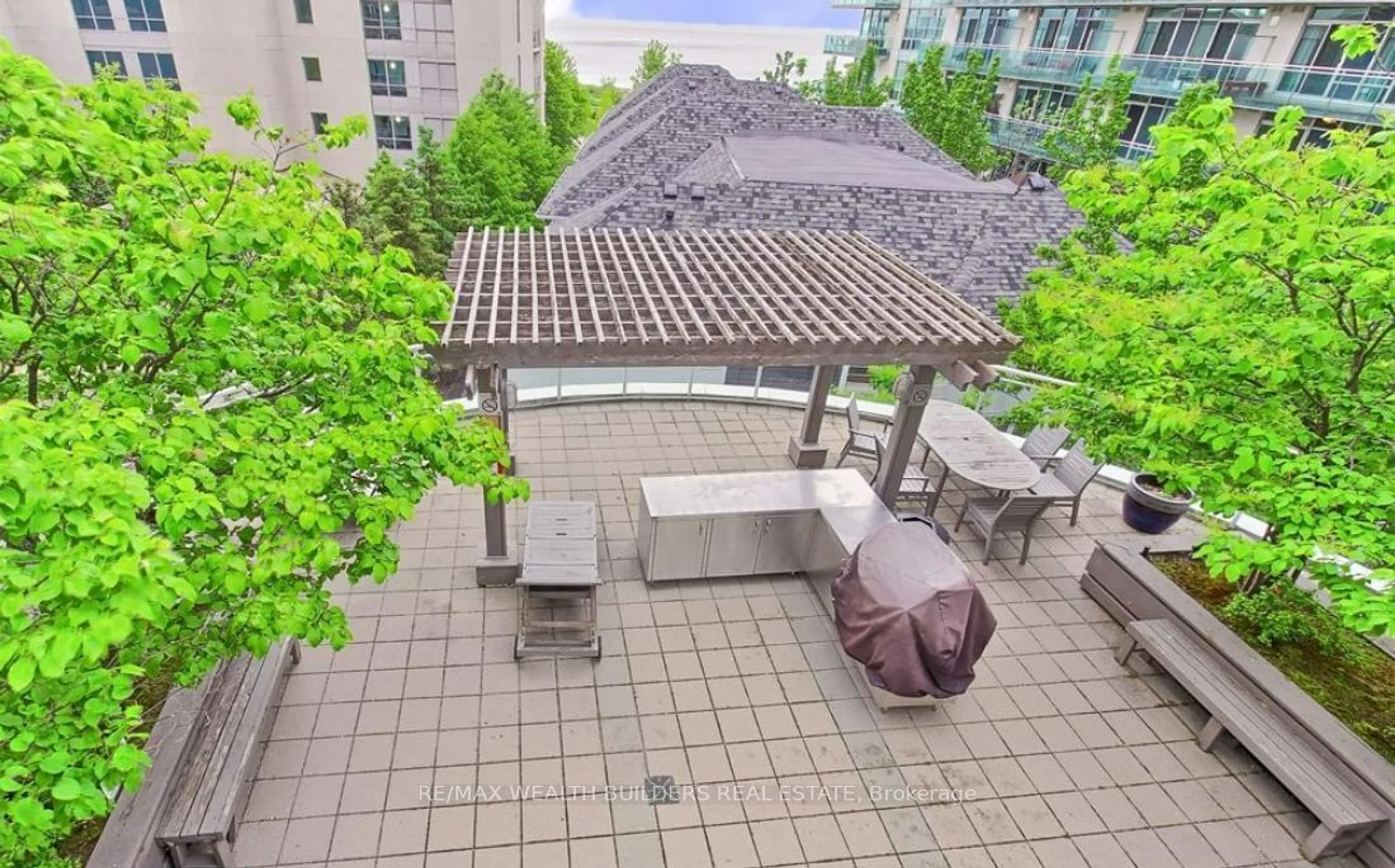 Patio, city buildings view from balcony for 2067 Lake Shore Blvd #1105, Toronto Ontario M8V 4B8